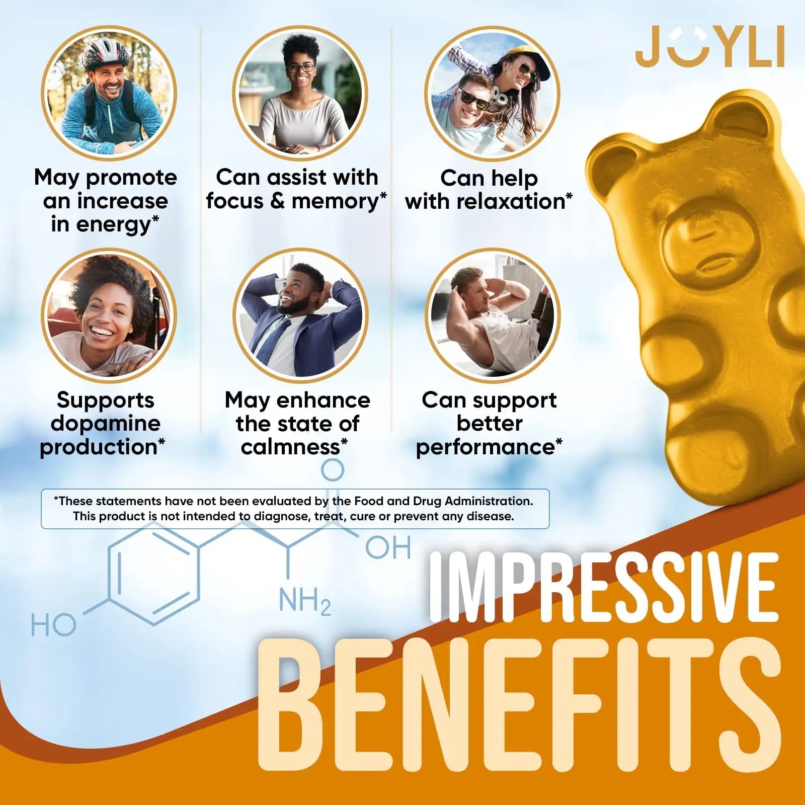 Joyli L Tyrosine Gummies 1000MG - L-Tyrosine Supplement for Kids & Adults - TrustMedUSA