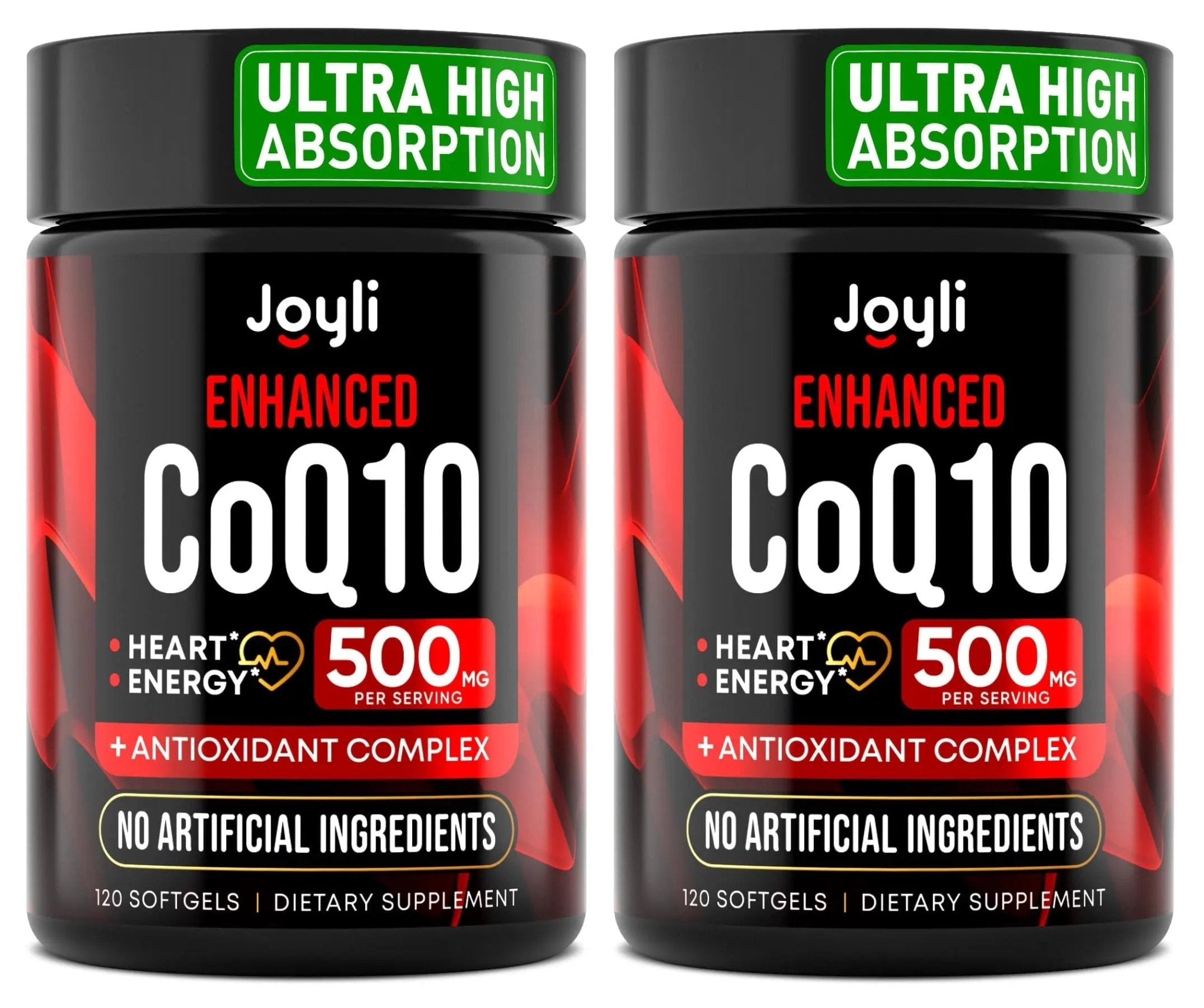 JOYLI Nutrition 2 Pack CoQ10 500mg - High Absorption Coenzyme Q10 Supplement - Co Q 10 for Energy & Vitality - Alternative to CoQ10 400mg & 300mg - 240 Softgels - TrustMedUSA