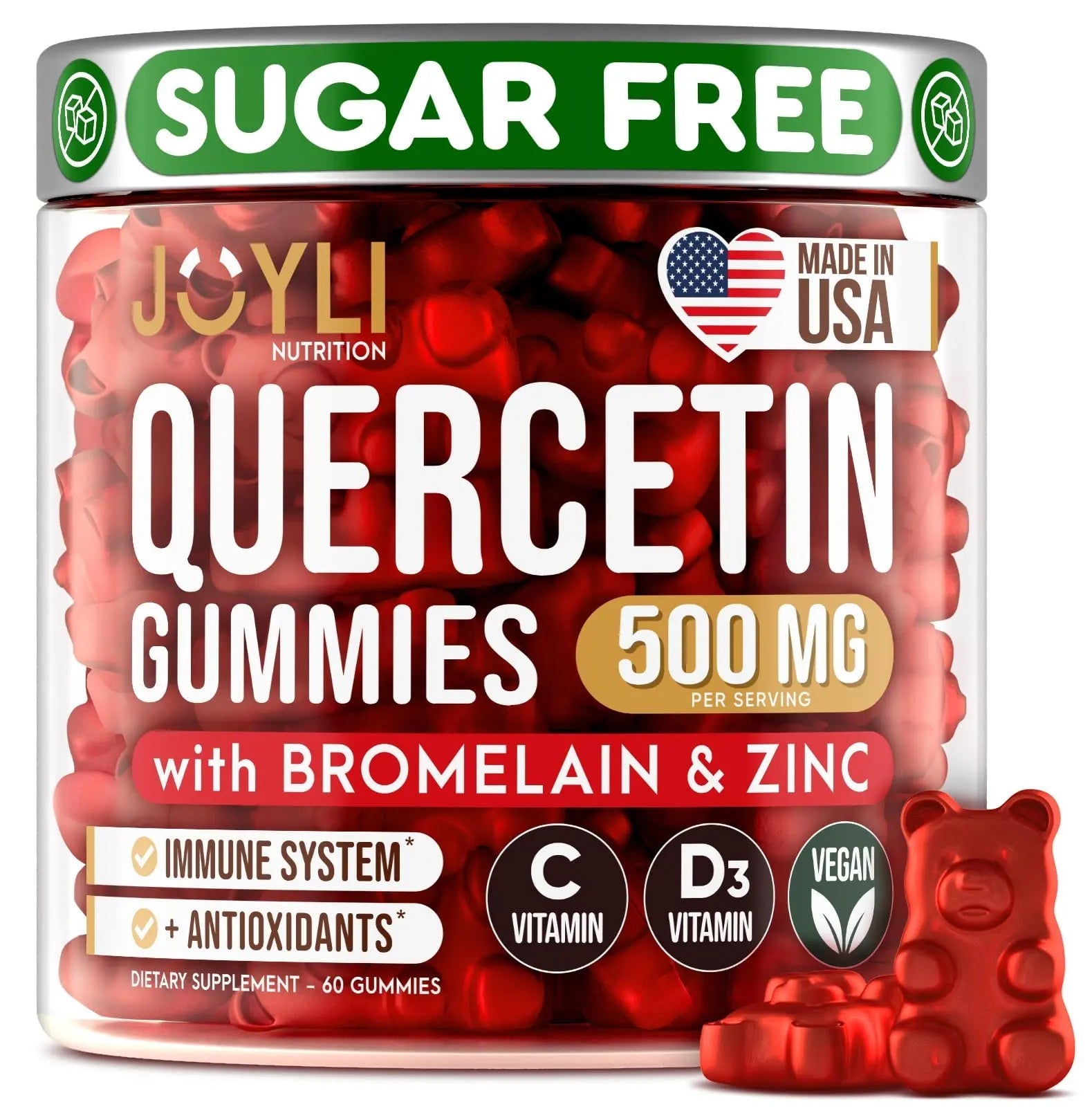 JOYLI Quercetin Gummies - Pure Quercetin with Bromelain Zinc Vitamin C & Vitamin D3 - TrustMedUSA