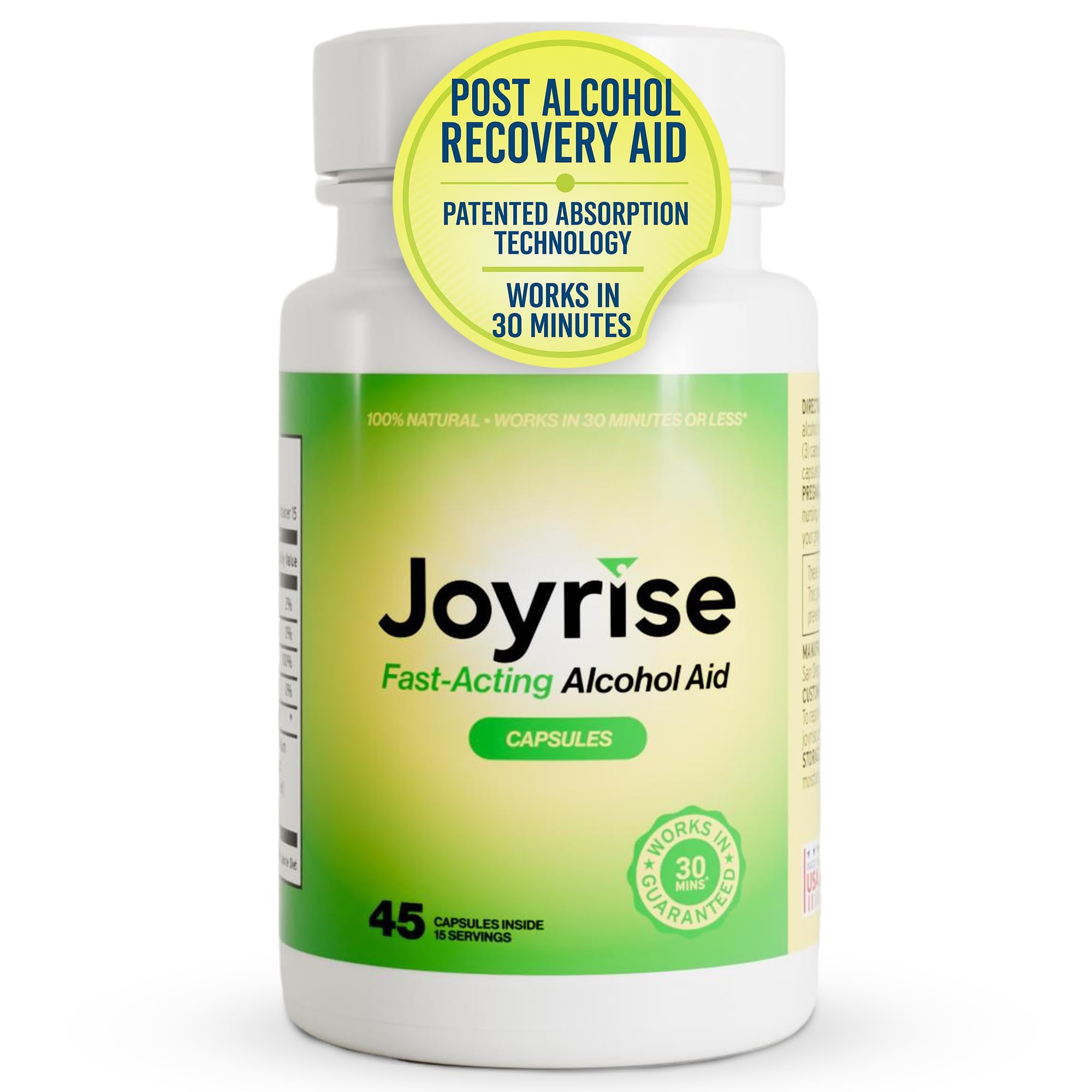 Joyrise® After Drinking Aid – Fast Acting Capsules with DHM – Alcohol Metabolism Support, Liver Health, Rapid Bioavailability & Body Replenishment – 45 Capsules (15 Servings) - TrustMedUSA