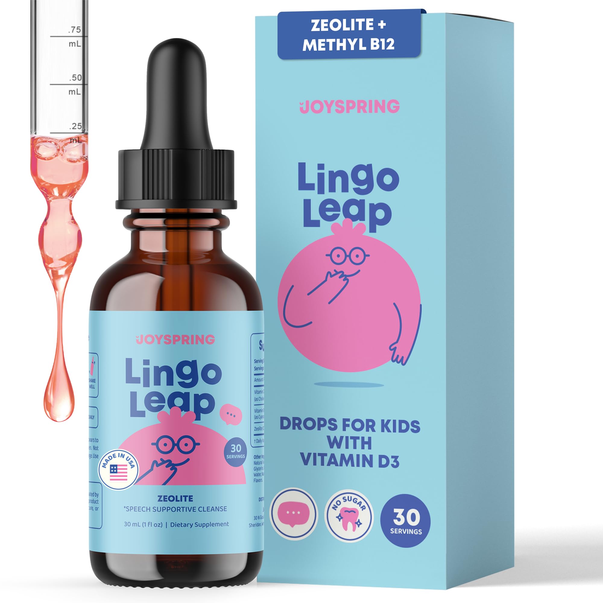 JoySpring LingoLeap – Liquid Kids Formula with Zeolite Clinoptilolite, Methylated B12 & Vitamin D3 | Gentle Daily Support for Kids’ Wellness - TrustMedUSA