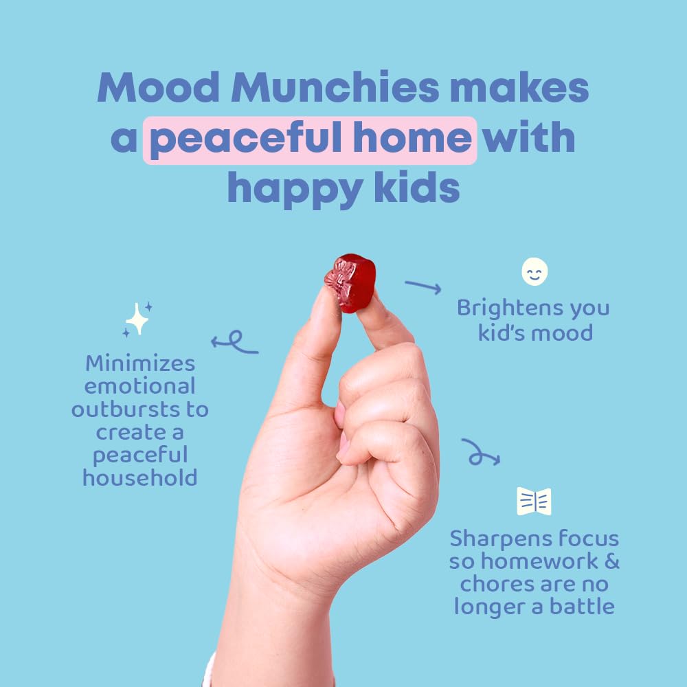 JoySpring Mood Munchies Saffron Gummies for Kids 4+ | Saffron Extract Supplement with GABA, Passion Flower & St Johns Wort | Sugar Free Vegan Brain Support - TrustMedUSA