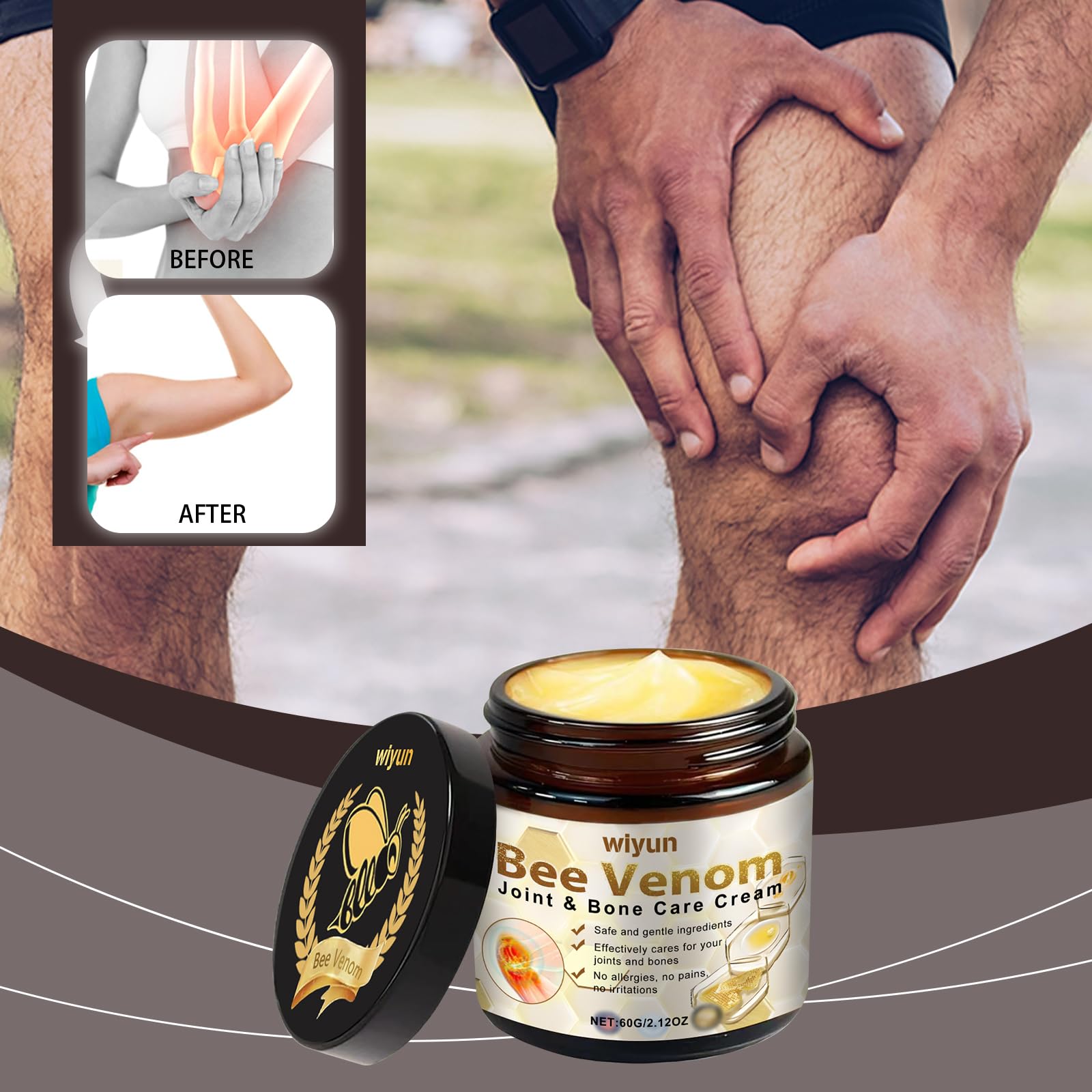 JOYVOIDX Bee Venom Joint Cream with with Glycerin & Lemon Extract, Helps Soothe Joint & Muscle Discomfort, Intense Moisturizing,Provides Cooling Sensation, Non-Greasy Fast Absorbing Formula,2.12 oz - TrustMedUSA