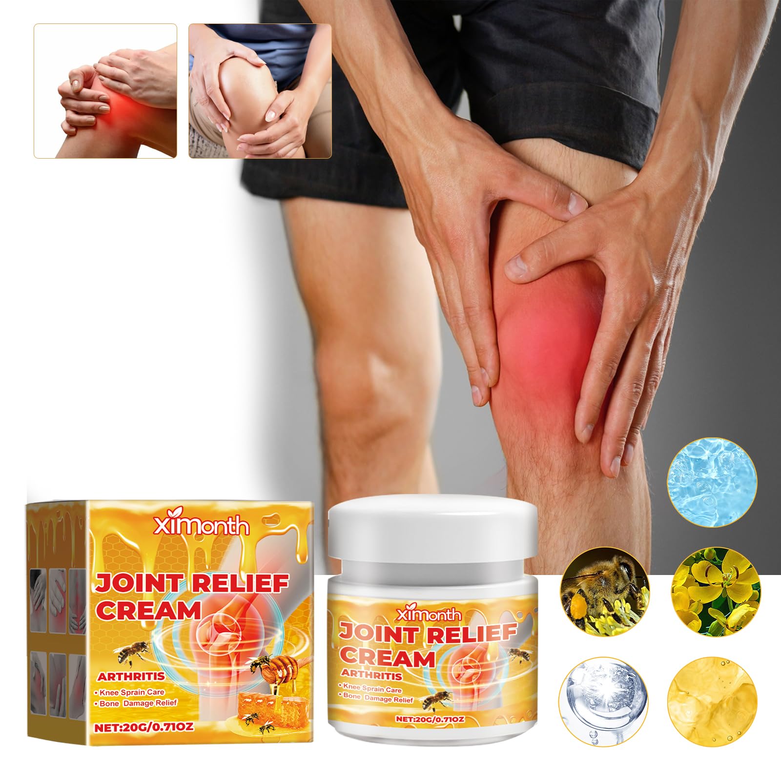 JOYVOIDX Joint & Knee Comfort Cream with Bee Venom and Cassia Flower, Formulated with Glucosamine for Flexibility and Mobility, 0.71oz - TrustMedUSA