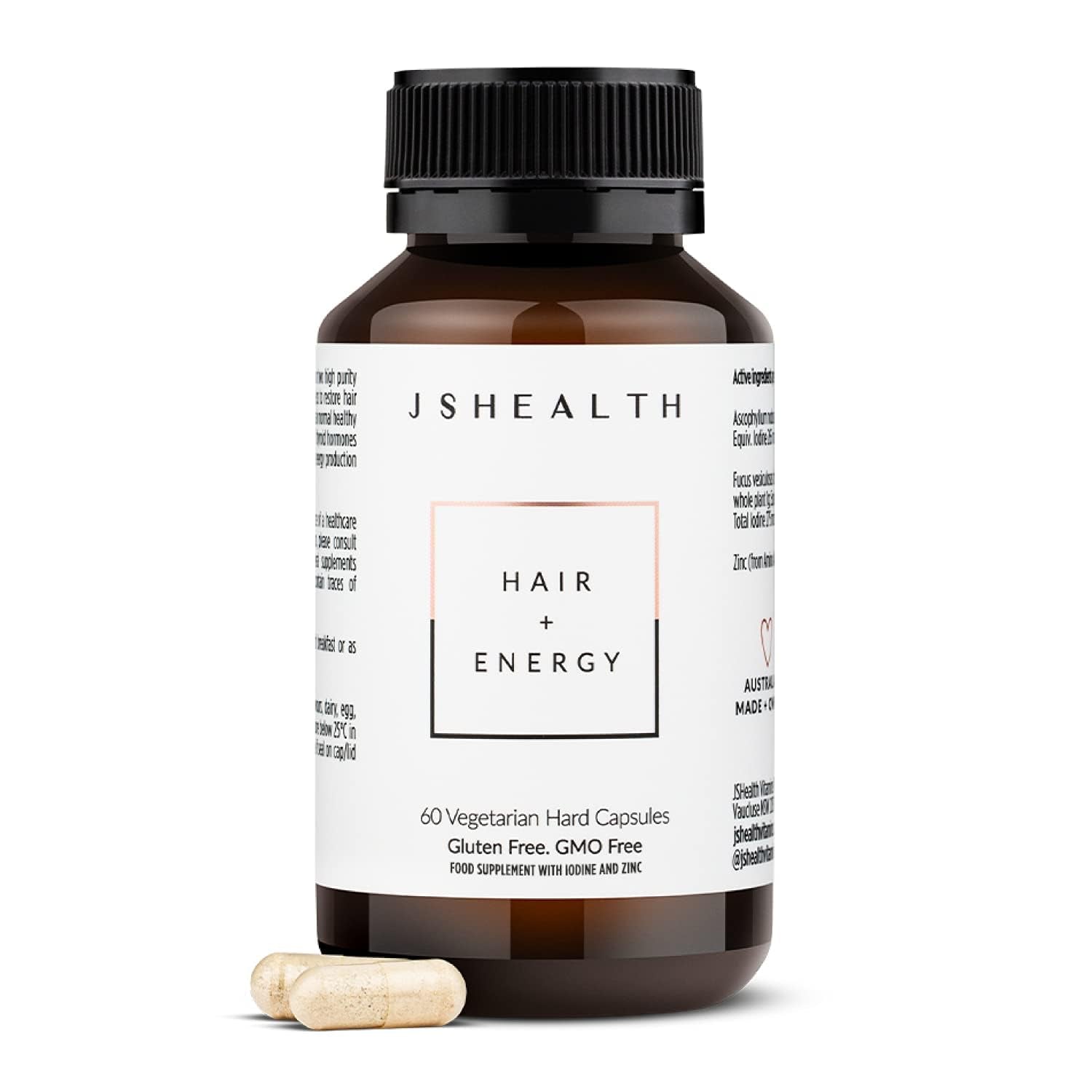 JSHealth Hair Growth Vitamins for Women. Hair + Energy with Kelp Iodine and Zinc. Supports Thickness, Strength, Energy. Nutritionist-Formulated (60 Capsules) - TrustMedUSA