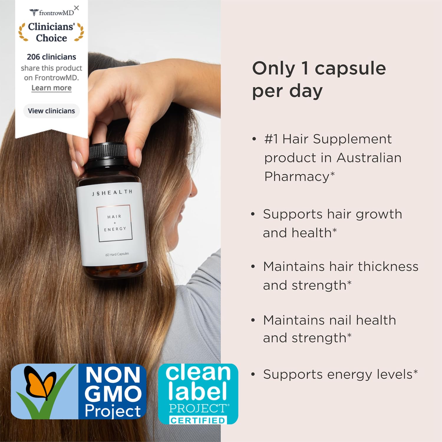 JSHealth Hair Growth Vitamins for Women. Hair + Energy with Kelp Iodine and Zinc. Supports Thickness, Strength, Energy. Nutritionist-Formulated (60 Capsules) - TrustMedUSA