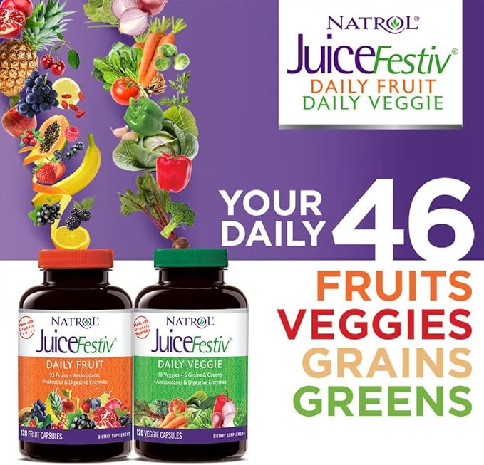 Juice Festiv Daily Fruit and Veggie - 120+120 capsules - Maple Wellness Supplements