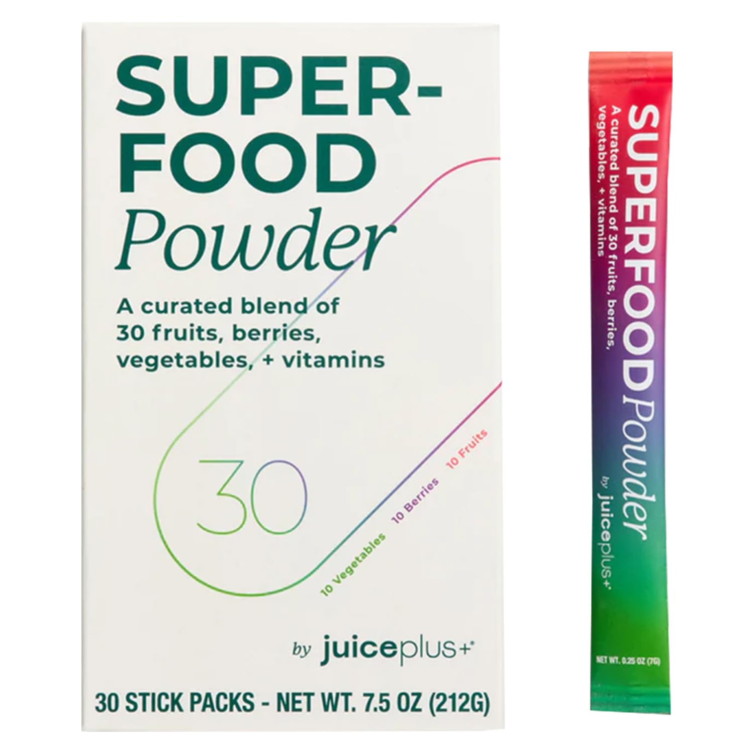 Juice Plus+ - Superfood Powder - Drink with 30 Fruits Berries Veggies Plant Vitamins for Refreshing Immune Wellness Boost - 30 Stick Packs - TrustMedUSA