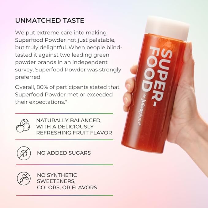 Juice Plus+ - Superfood Powder - Drink with 30 Fruits Berries Veggies Plant Vitamins for Refreshing Immune Wellness Boost - 30 Stick Packs - Maple Wellness Supplements