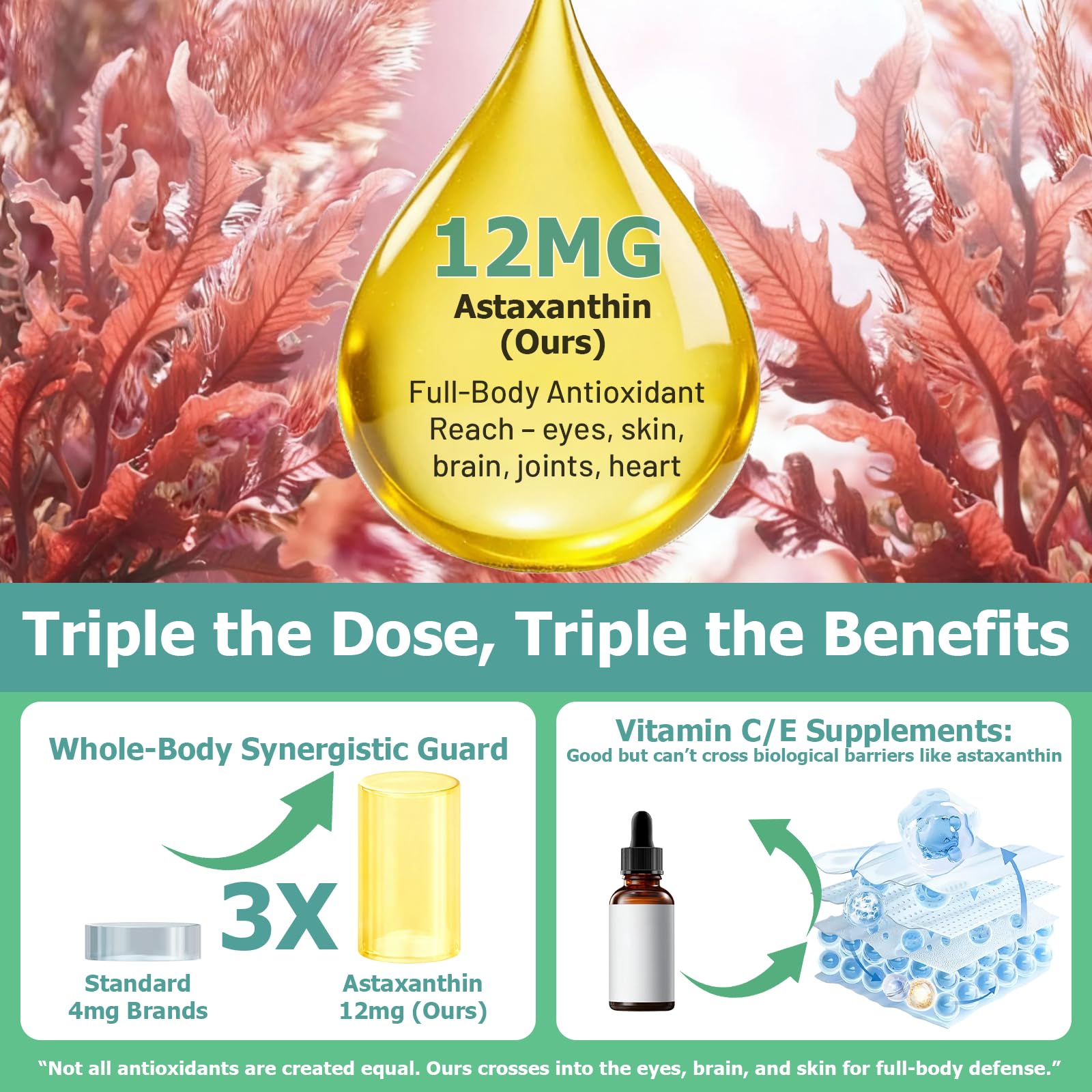 JUIWEFKK Astaxanthin Supplement 12mg Liquid Drops, Premium Natural Astaxanthin Antioxidant from Fresh Microalgae Source w. Mct Oi for Eye Immune Joint Skin Health, Liquid Formula for Max Absorption - TrustMedUSA