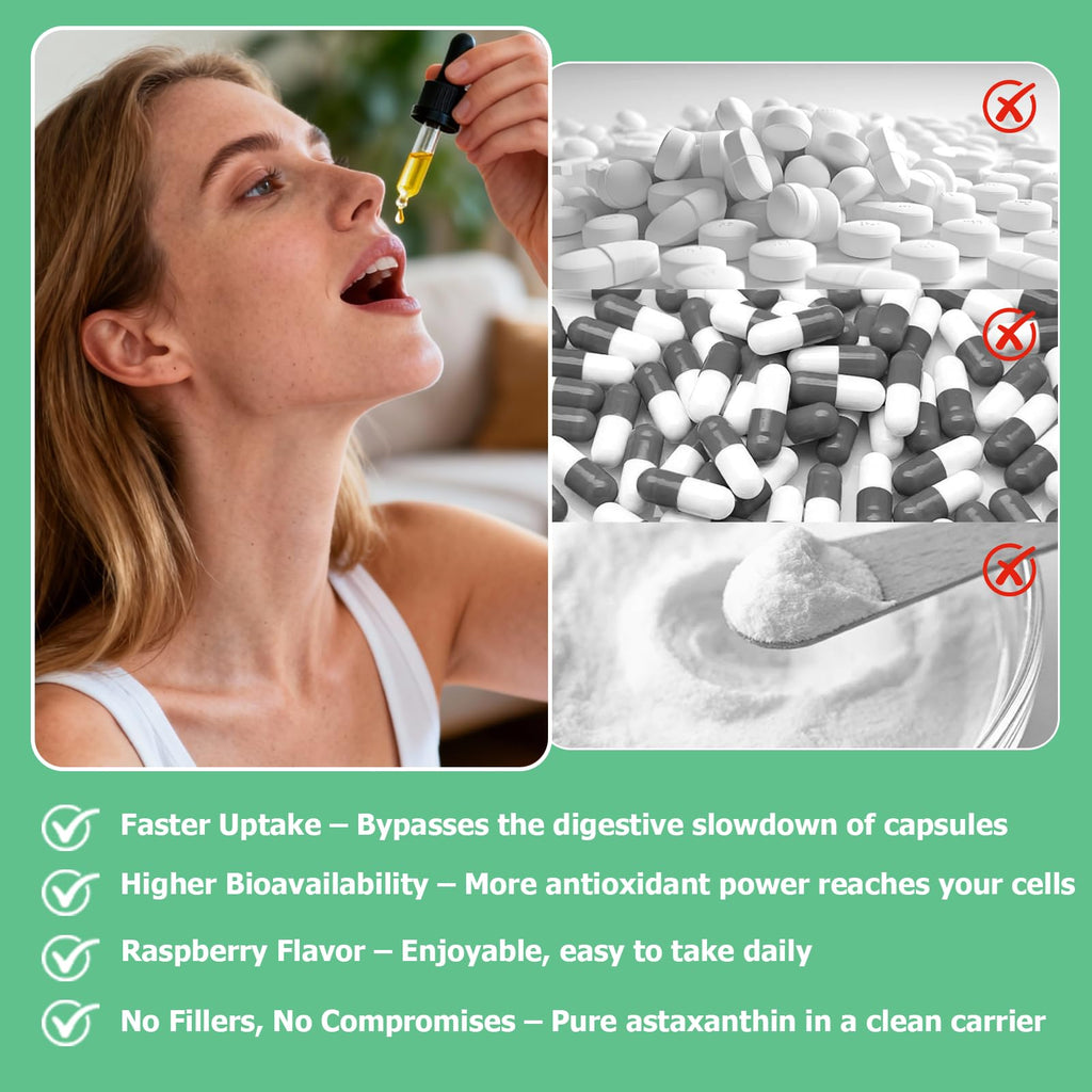 JUIWEFKK Astaxanthin Supplement 12mg Liquid Drops, Premium Natural Astaxanthin Antioxidant from Fresh Microalgae Source w. Mct Oi for Eye Immune Joint Skin Health, Liquid Formula for Max Absorption - TrustMedUSA