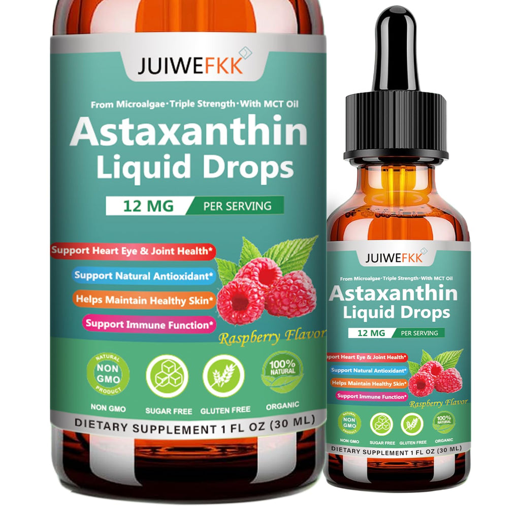 JUIWEFKK Astaxanthin Supplement 12mg Liquid Drops, Premium Natural Astaxanthin Antioxidant from Fresh Microalgae Source w. Mct Oi for Eye Immune Joint Skin Health, Liquid Formula for Max Absorption - TrustMedUSA