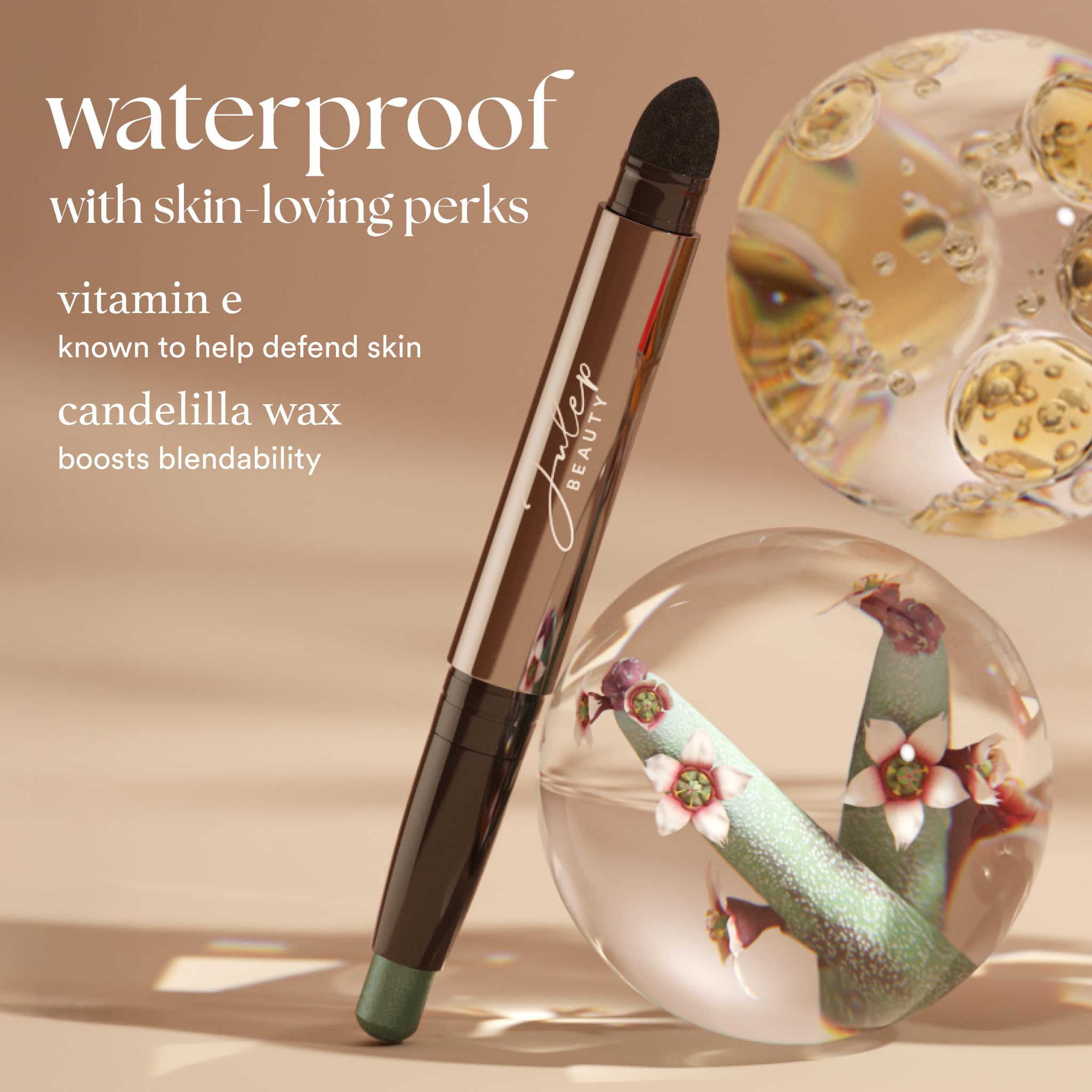 Julep Eyeshadow 101 Cream-to-Powder Waterproof Shadow Stick – Sand Shimmer – Long-Lasting, Crease-Proof, Champagne Toned Shimmer Cream Eyeshadow with Built-in Smudger - TrustMedUSA