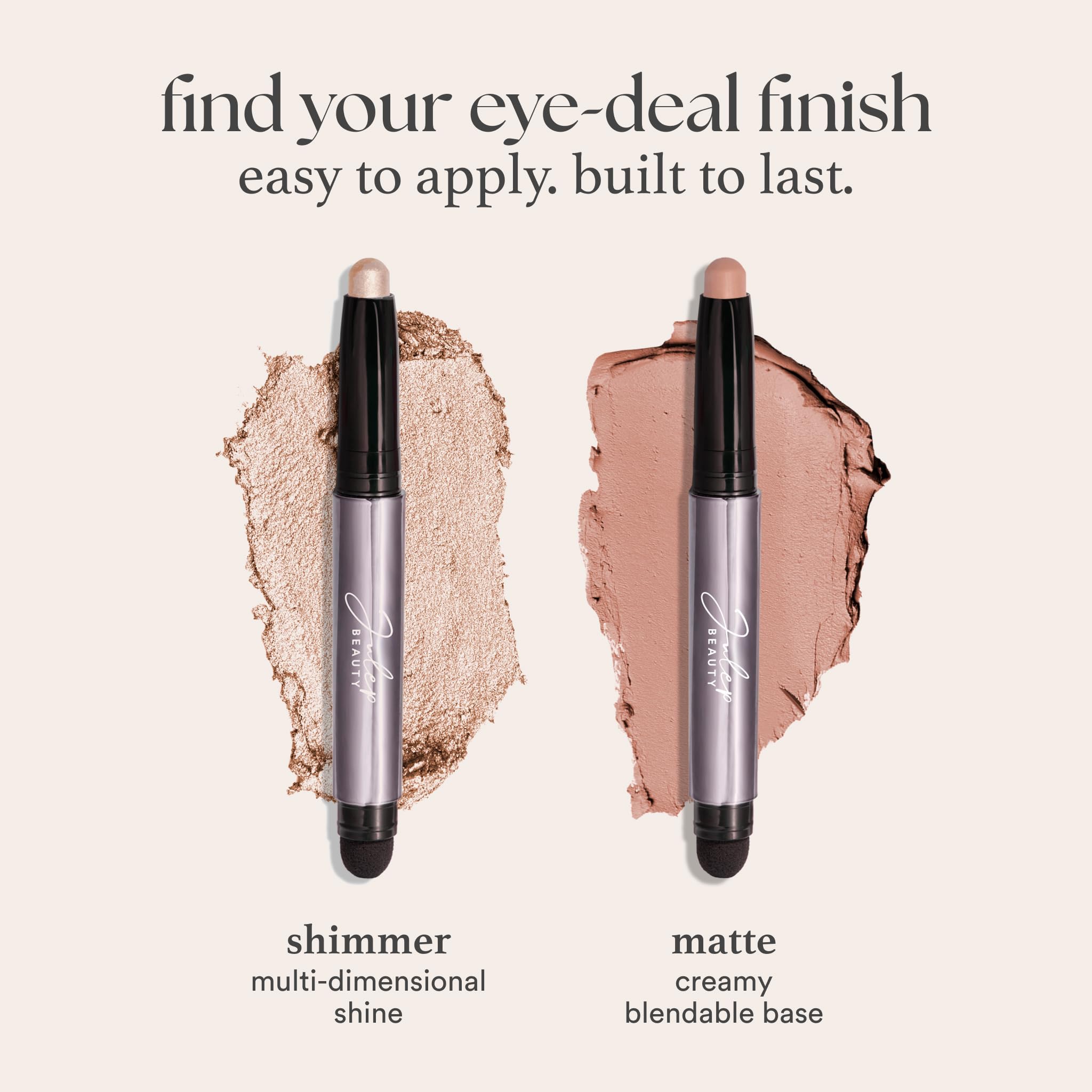 Julep Eyeshadow 101 Cream-to-Powder Waterproof Shadow Stick – Sand Shimmer – Long-Lasting, Crease-Proof, Champagne Toned Shimmer Cream Eyeshadow with Built-in Smudger - TrustMedUSA