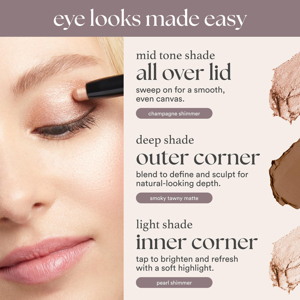 Julep Eyeshadow 101 Cream-to-Powder Waterproof Shadow Stick – Sand Shimmer – Long-Lasting, Crease-Proof, Champagne Toned Shimmer Cream Eyeshadow with Built-in Smudger - TrustMedUSA