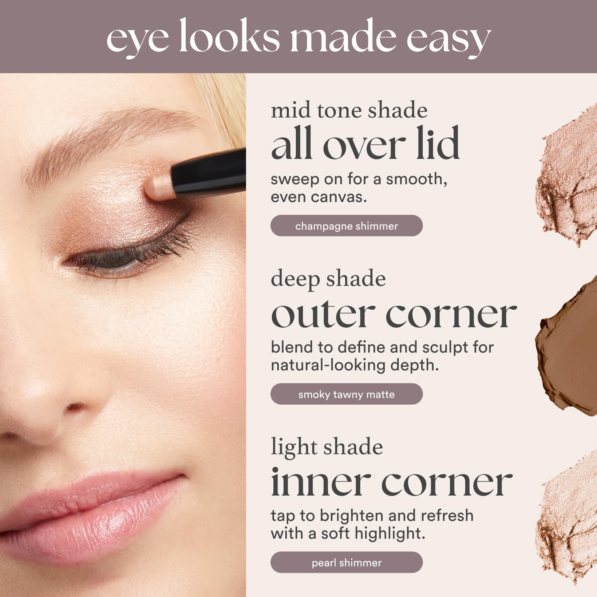 Julep Eyeshadow 101 Cream-to-Powder Waterproof Shadow Stick – Sand Shimmer – Long-Lasting, Crease-Proof, Champagne Toned Shimmer Cream Eyeshadow with Built-in Smudger - TrustMedUSA