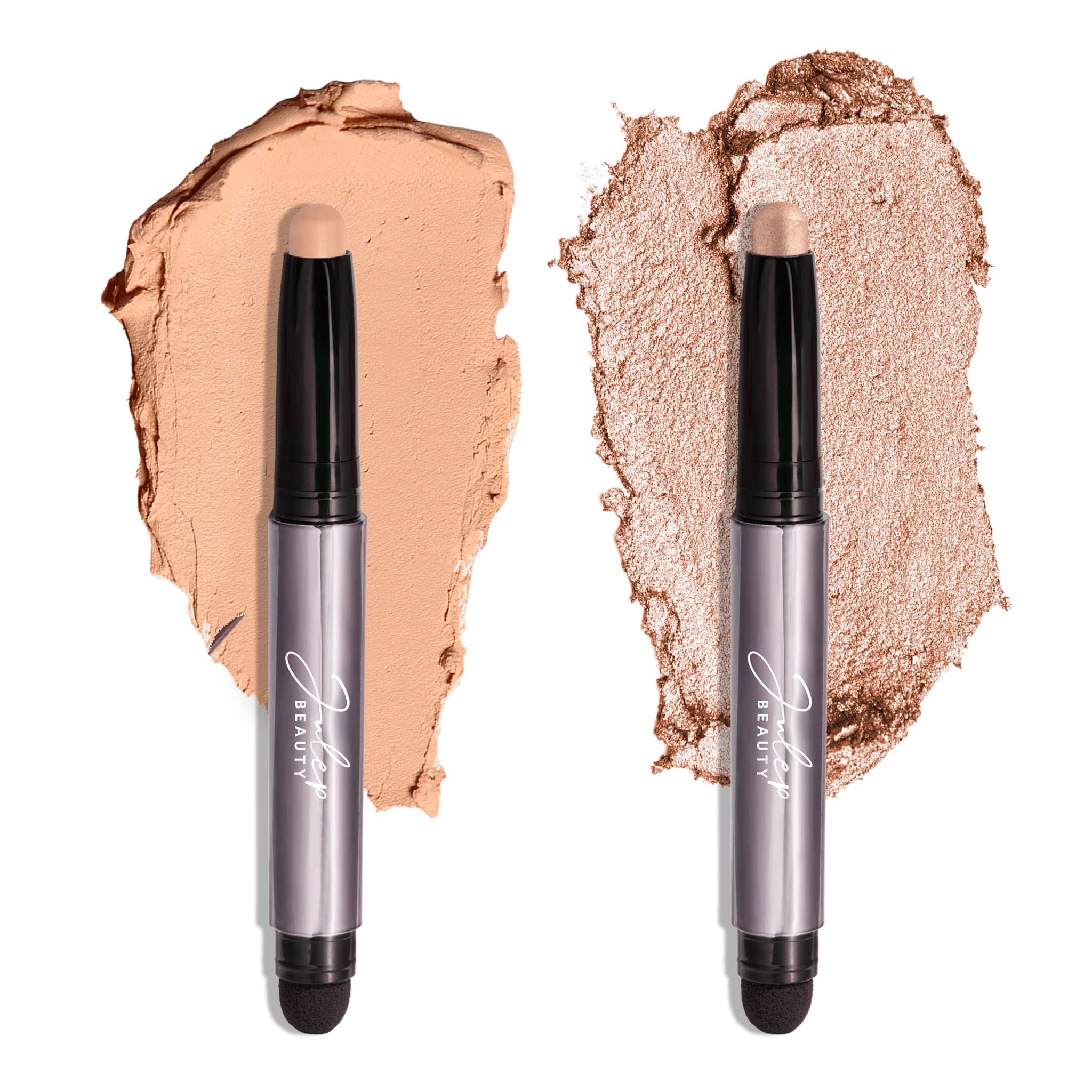 Julep Eyeshadow 101 Crème-to-Powder Waterproof Eyeshadow Stick Duo – Long-Lasting, Crease-Proof, Easy Apply with Built-in Smudger - Desert & Champagne - TrustMedUSA