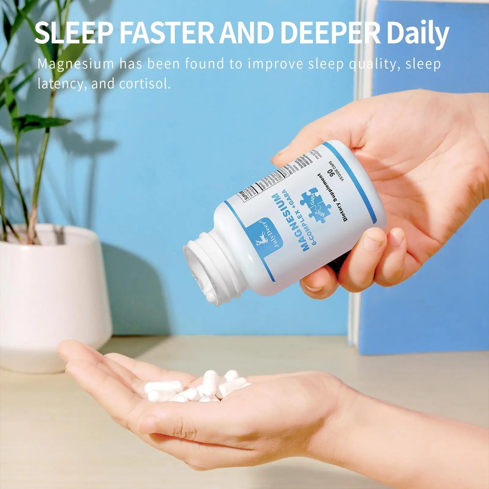 JulyDeer Sixfold Magnesium Complex | 350mg of Magnesium Glycinate, Malate, Citrate, Taurine, Oxide, Mg+ for Muscles,Nerves,& Energy, GABA Sleep Support | High Absorption | Vegan | 90 Capsules - TrustMedUSA