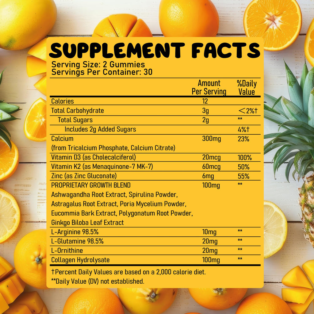 Juneno Height Growth Vitamins Supplement Gummies - Grow Taller for Teens Kids Boys Girls - Natural Height Increaser Maximizer Multivitamin - TrustMedUSA
