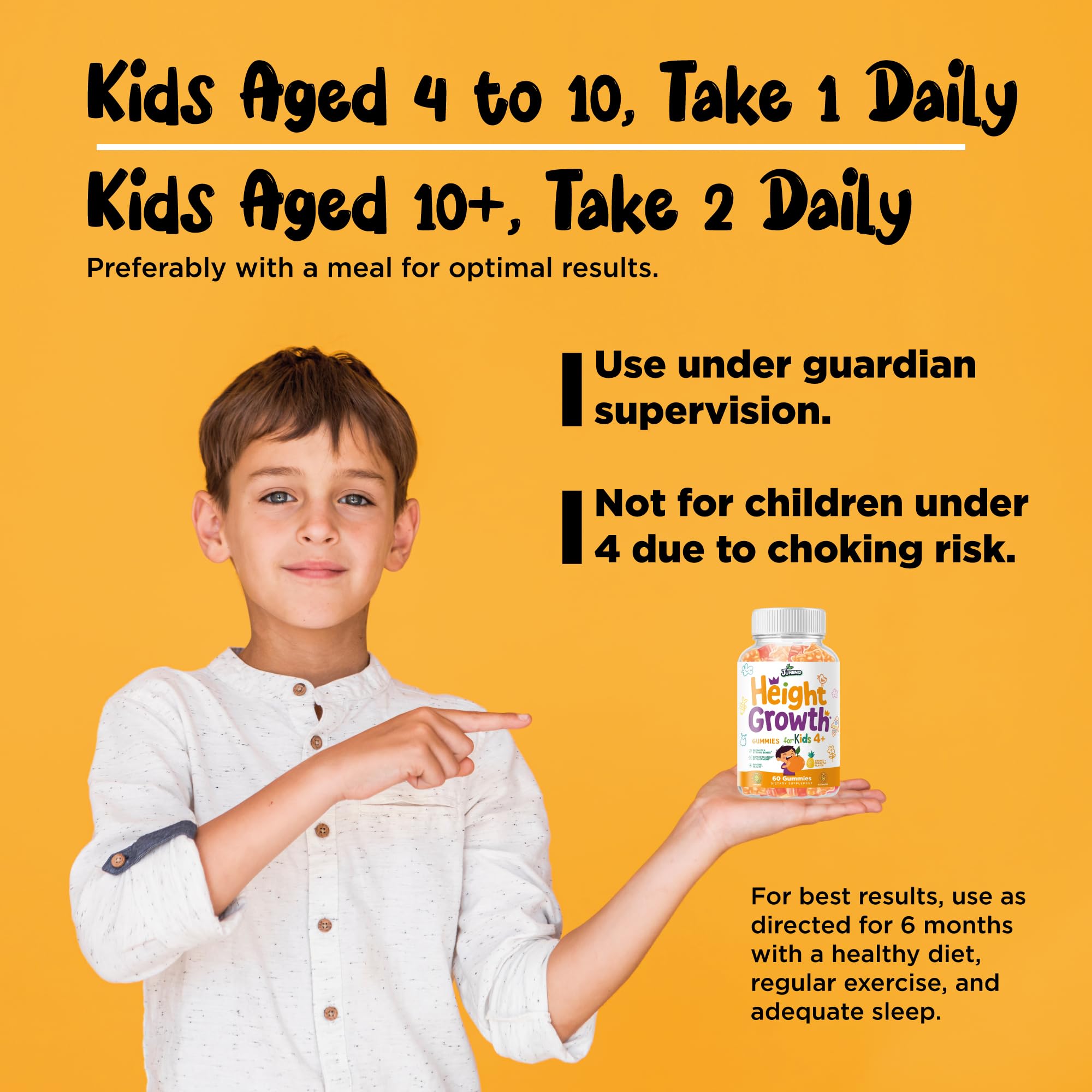 Juneno Height Growth Vitamins Supplement Gummies - Grow Taller for Teens Kids Boys Girls - Natural Height Increaser Maximizer Multivitamin - TrustMedUSA