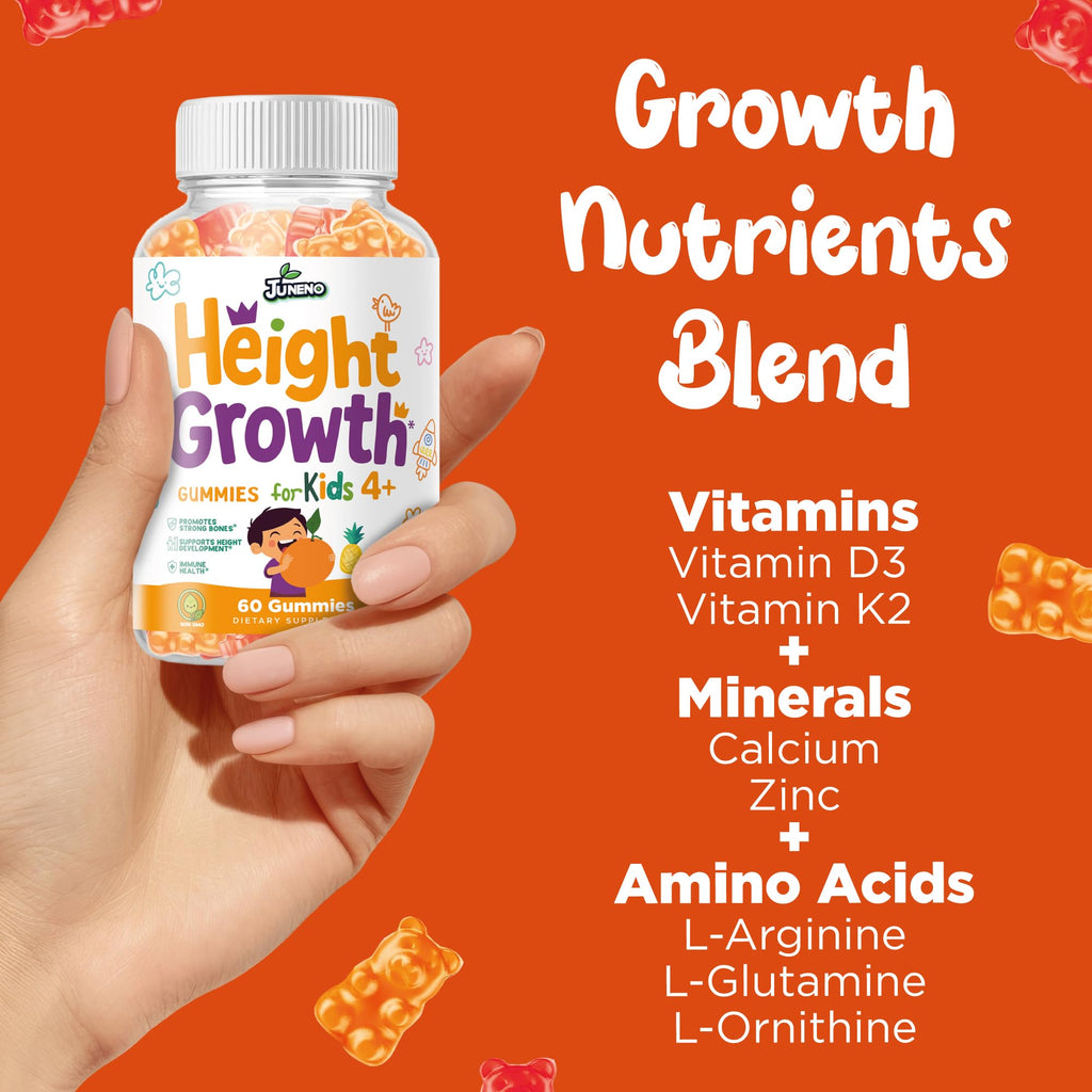 Juneno Height Growth Vitamins Supplement Gummies - Grow Taller for Teens Kids Boys Girls - Natural Height Increaser Maximizer Multivitamin - TrustMedUSA