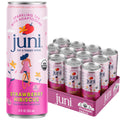 Juni Sparkling Adaptogen Drink with Ashwagandha, Lion’s Mane & Reishi Mushrooms | Green Tea for Focus, Zero Sugar, 5 Calories | Decaffeinated, Non Alcoholic Drinks - Strawberry Hibiscus 12 pack - Maple Wellness Supplements