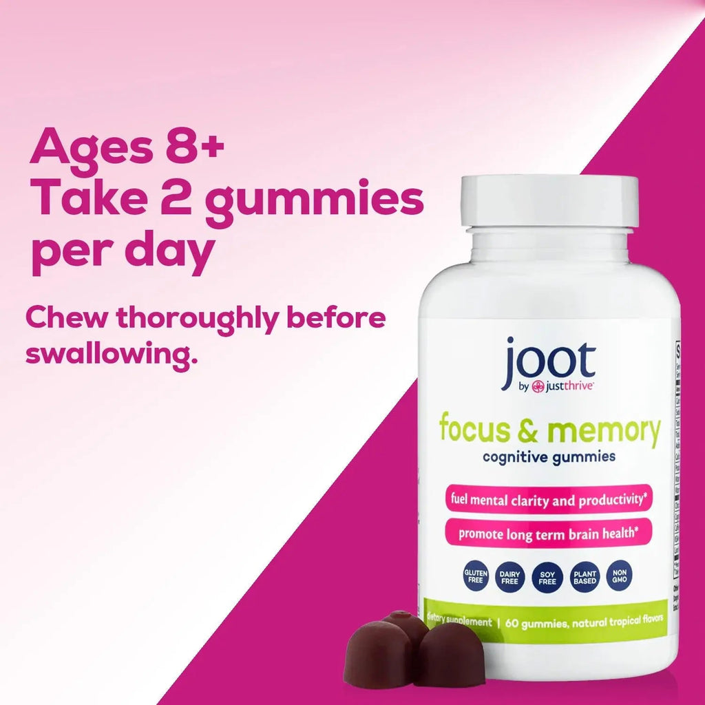 Just Thrive Focus & Memory Gummies – Nootropic Brain Supplement for Clarity, Concentration, Memory Support, & Energy – Citicoline, Lion’s Mane, Vitamin B12 & D3 - TrustMedUSA