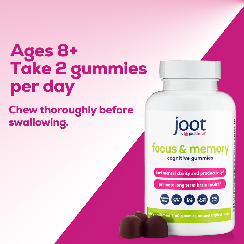 Just Thrive Focus & Memory Gummies – Nootropic Brain Supplement for Clarity, Concentration, Memory Support, & Energy – Citicoline, Lion’s Mane, Vitamin B12 & D3 - TrustMedUSA