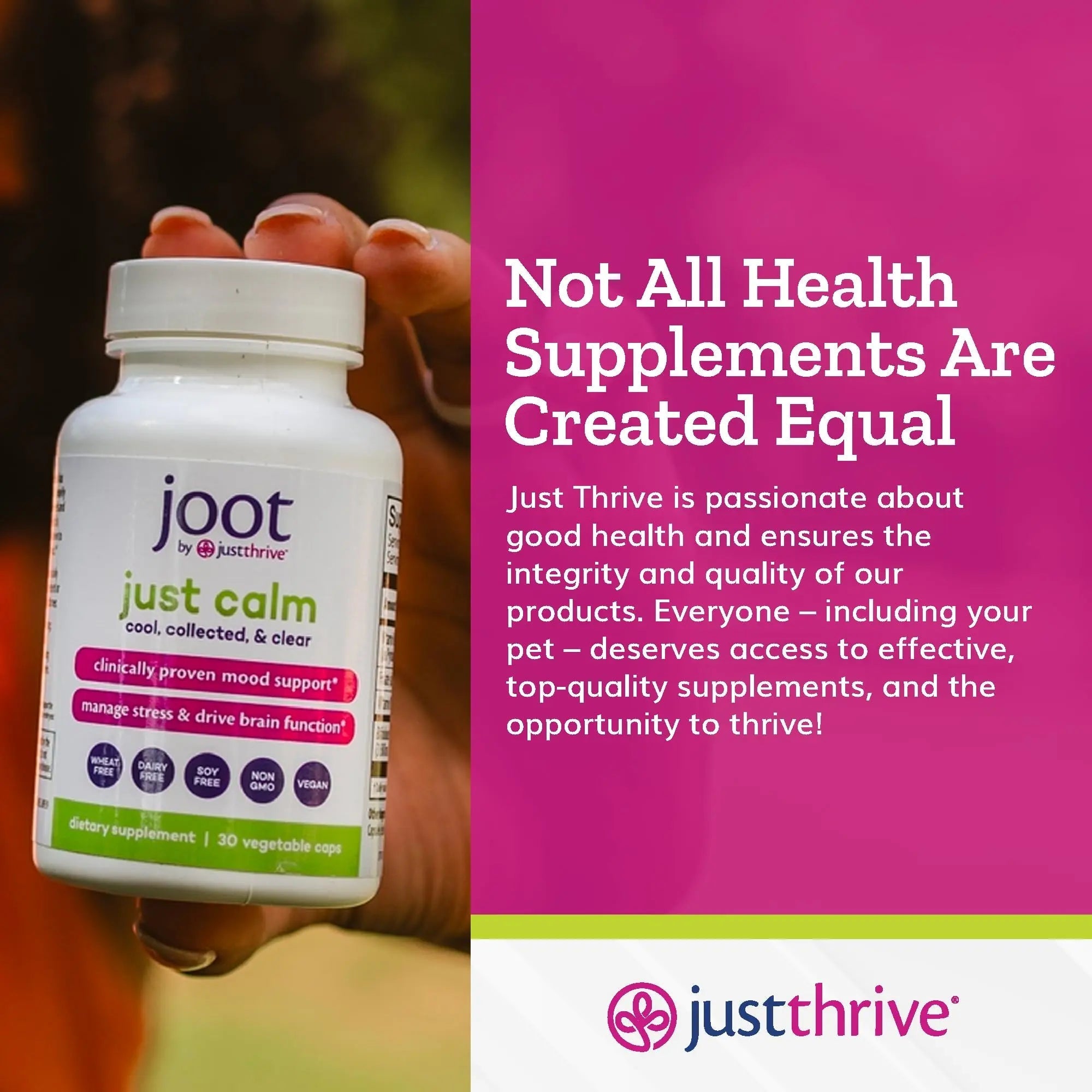 Just Thrive - Just Calm - Cortisol Manager - Calming, Memory, and Mood Support Supplement - Vegan, 30 Calm Capsules - TrustMedUSA