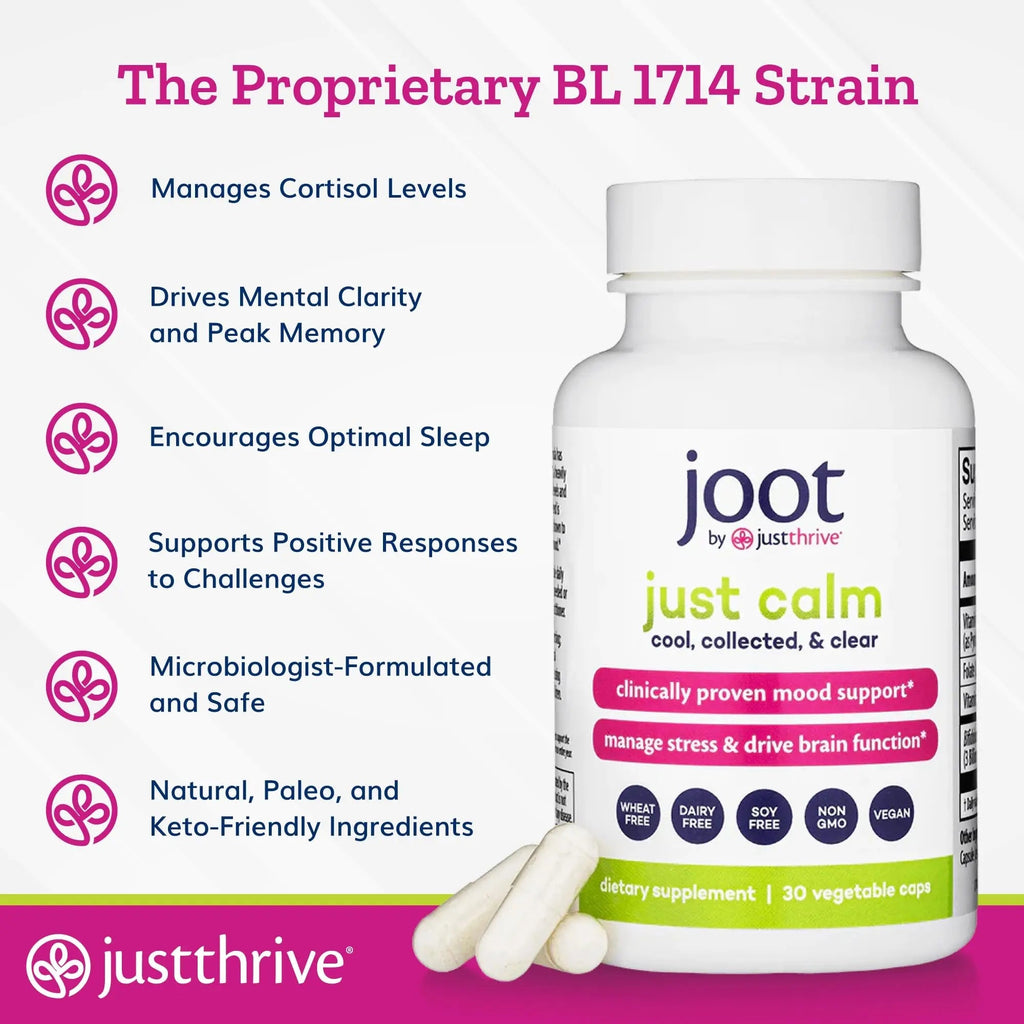 Just Thrive - Just Calm - Cortisol Manager - Calming, Memory, and Mood Support Supplement - Vegan, 30 Calm Capsules - TrustMedUSA