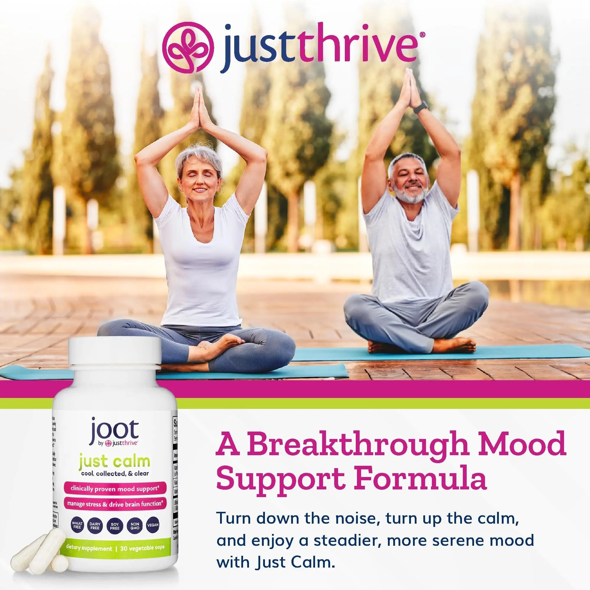 Just Thrive - Just Calm - Cortisol Manager - Calming, Memory, and Mood Support Supplement - Vegan, 30 Calm Capsules - TrustMedUSA