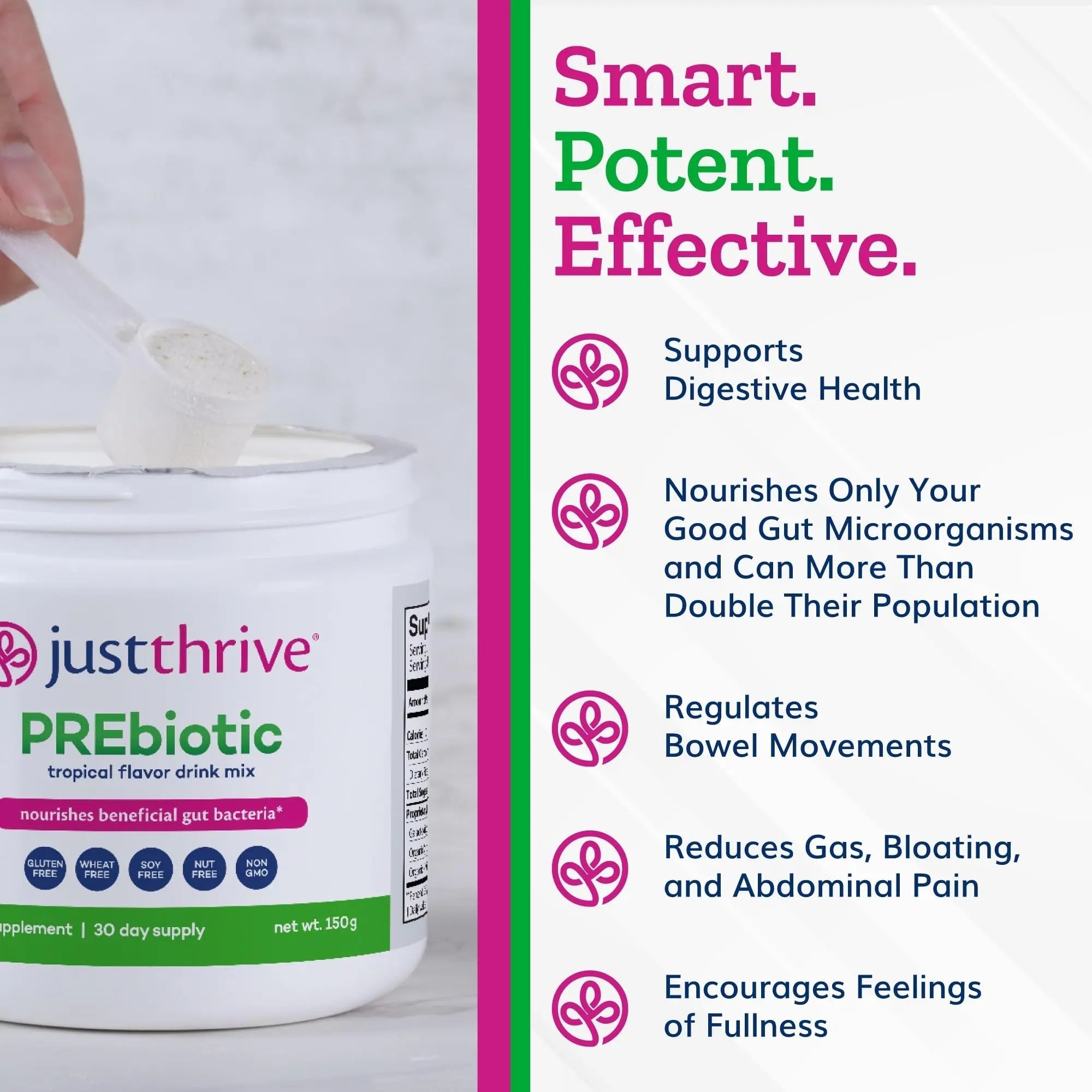 Just Thrive PREbiotic Powder - Digestive and Immune Support Supplement, 150 g - TrustMedUSA
