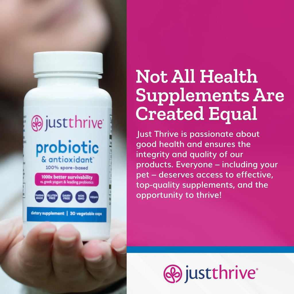 Just Thrive Probiotic & Antioxidant Supplement - 100% Spore-Based Digestive and Immune Support - Gluten Free, 30 Caps - TrustMedUSA