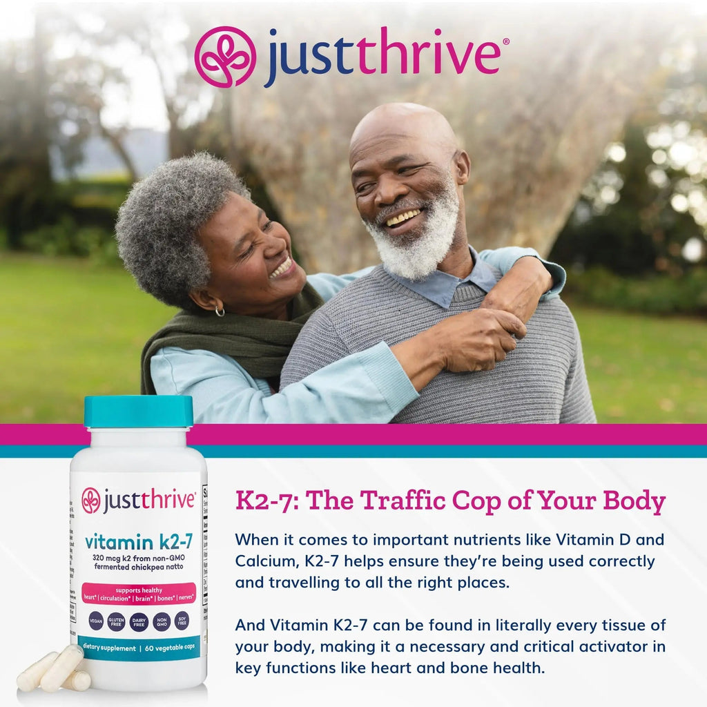 Just Thrive Vitamin K2-7 - Bone, Brain, and Heart Health K2 Vitamin Supplement, 60 Capsules - TrustMedUSA