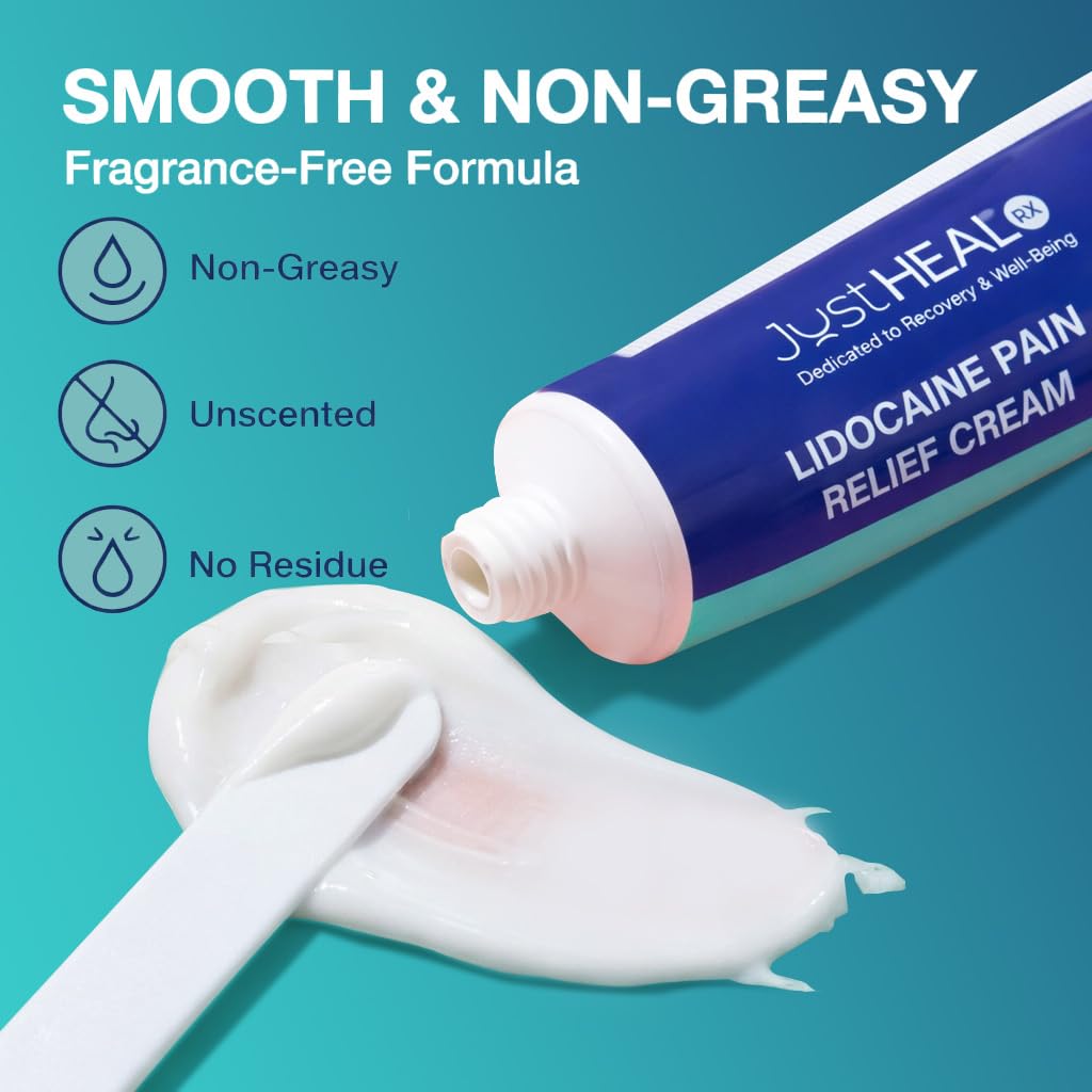 JustHeal RX Lidocaine Cream for Hemorrhoids | 2 OZ Tube – Fast-Acting 4% Lidocaine Numbing Cream & Topical Analgesic Cream for Anorectal Itch Relief | OTC Lidocaine Cream Maximum Strength - TrustMedUSA