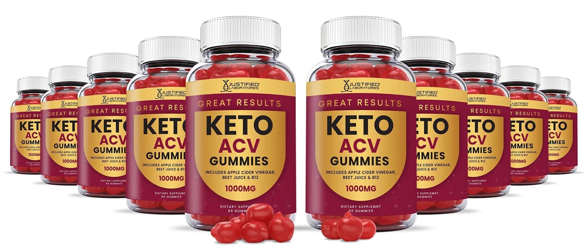 Justified Laboratories (10 Pack) Great Results Keto ACV Gummies 1000MG - TrustMedUSA