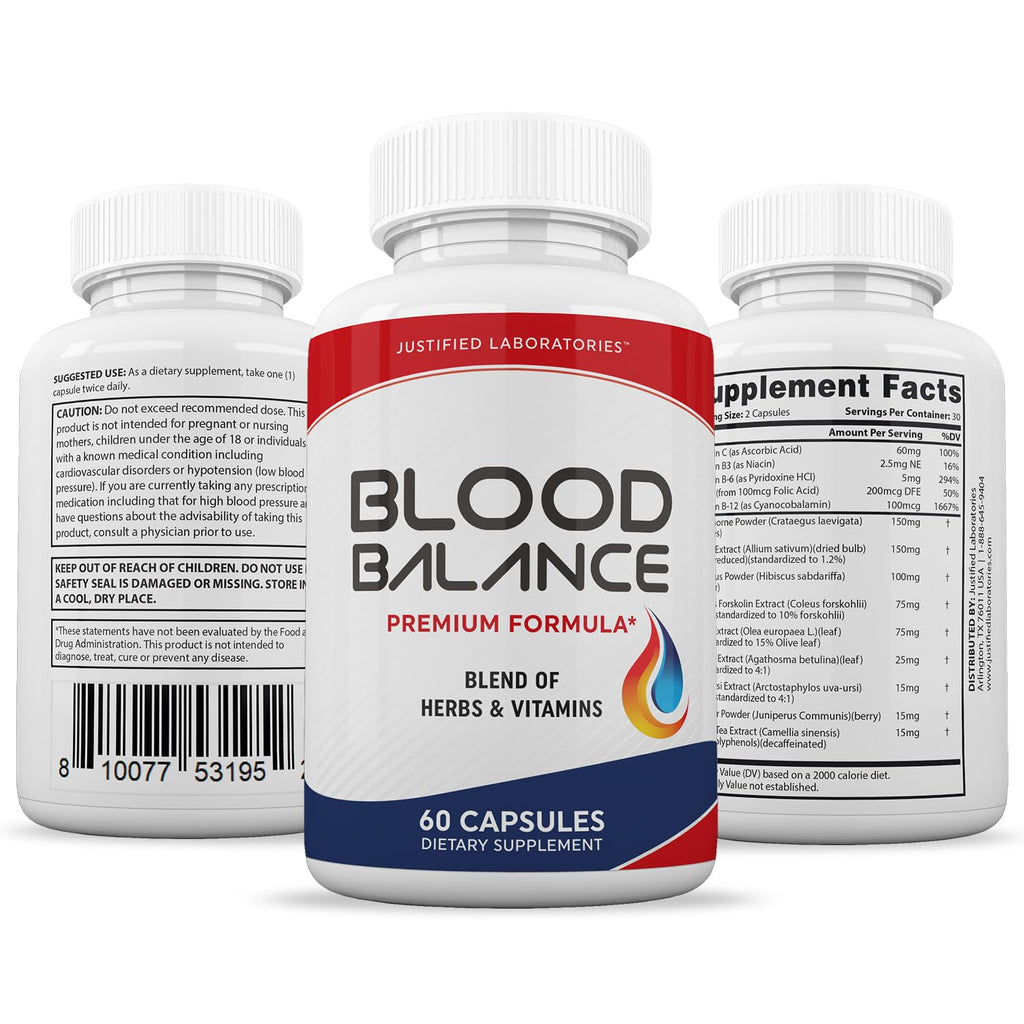 Justified Laboratories (2 Pack Blood Balance Advanced Formula 620MG Formula Supplement Pills 120 Capsules - TrustMedUSA