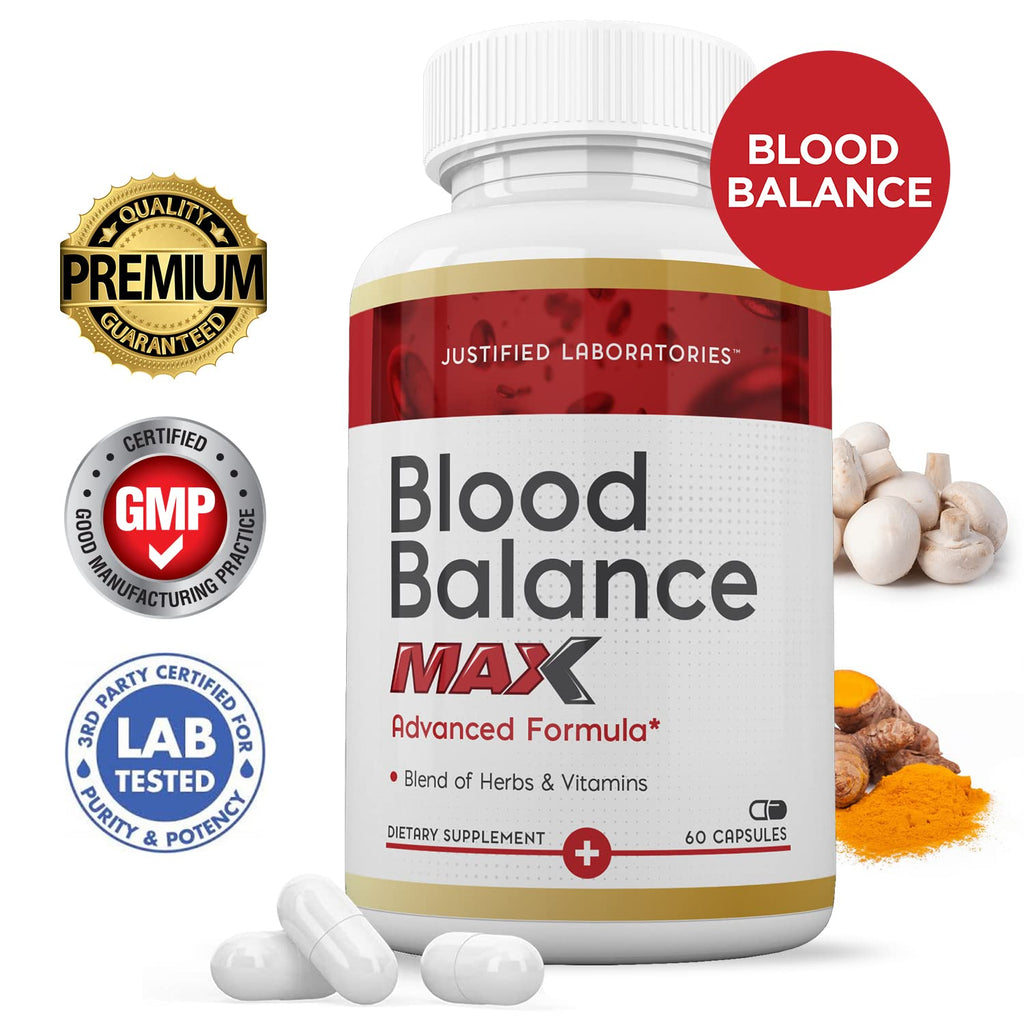 Justified Laboratories (2 Pack Blood Balance Max 1295MG Formula Supplement Pills 120 Capsules - TrustMedUSA