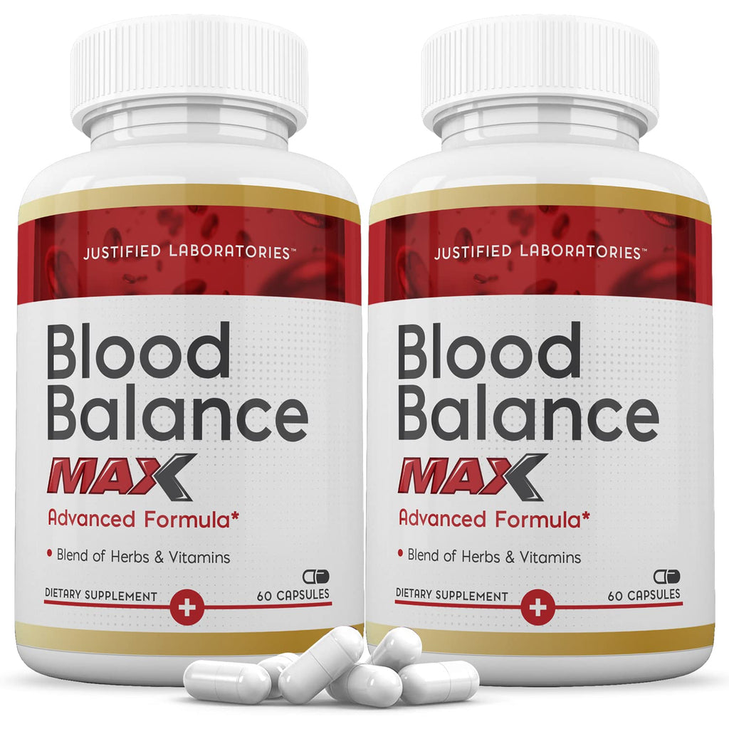 Justified Laboratories (2 Pack Blood Balance Max 1295MG Formula Supplement Pills 120 Capsules - TrustMedUSA