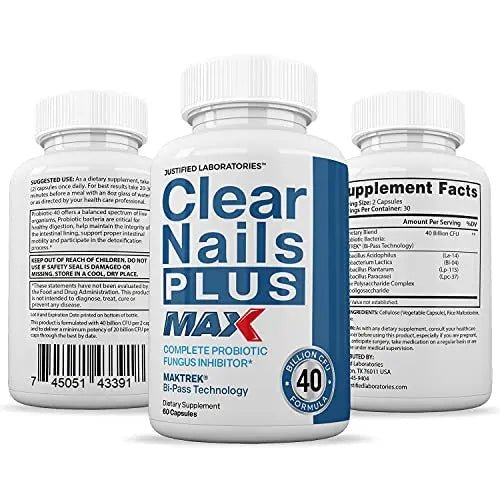 Justified Laboratories (2 Pack) Clear Nails Plus Max Pills 40 Billion CFU Probiotic Supports - TrustMedUSA