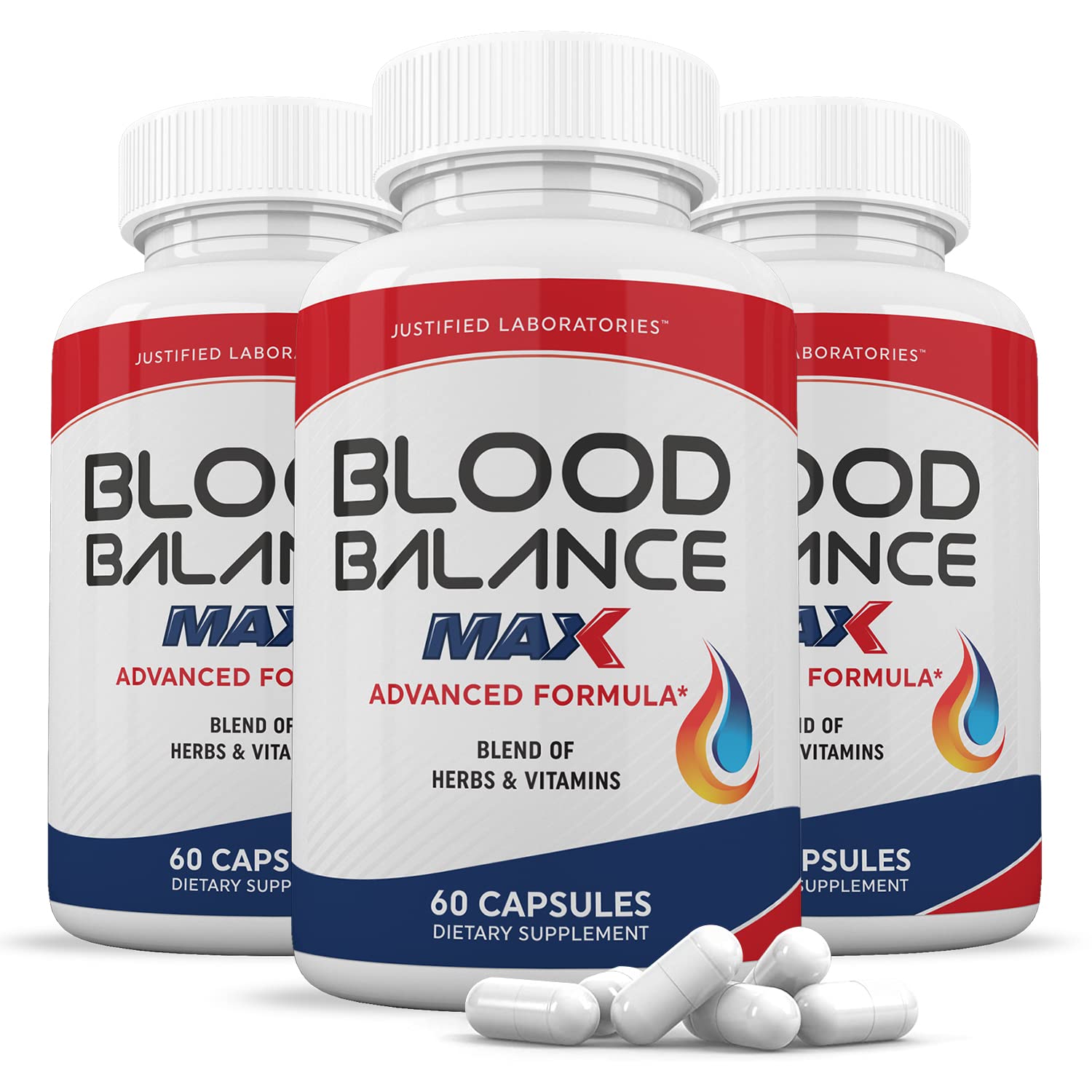 Justified Laboratories (3 Pack) Blood Balance Max 1295MG Supplement Pills 180 Capsules - TrustMedUSA