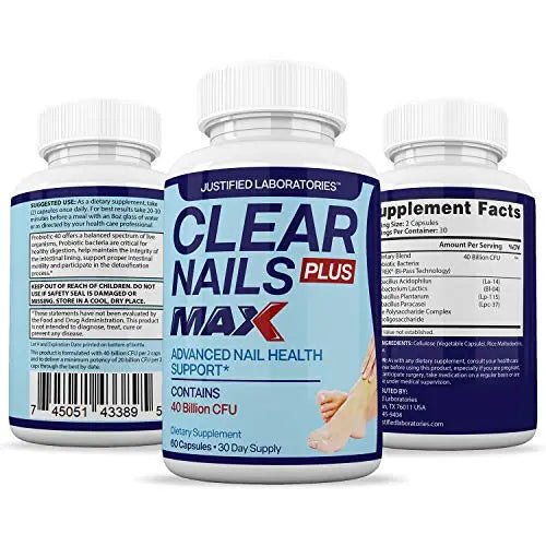 Justified Laboratories (3 Pack) Clear Nails Plus Max Pills 40 Billion CFU Probiotic 60 Caps - TrustMedUSA