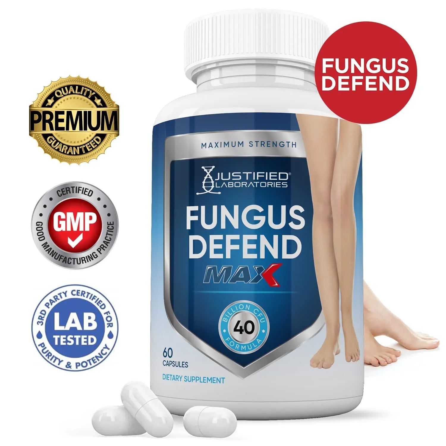Justified Laboratories (3 Pack) Fungus Defend Max Pills 40 Billion CFU Probiotic 180 Capsules - TrustMedUSA
