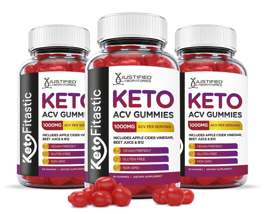 Justified Laboratories (3 Pack) Ketofitastic Keto Gummies 1000MG ACV with Pomegranate - TrustMedUSA