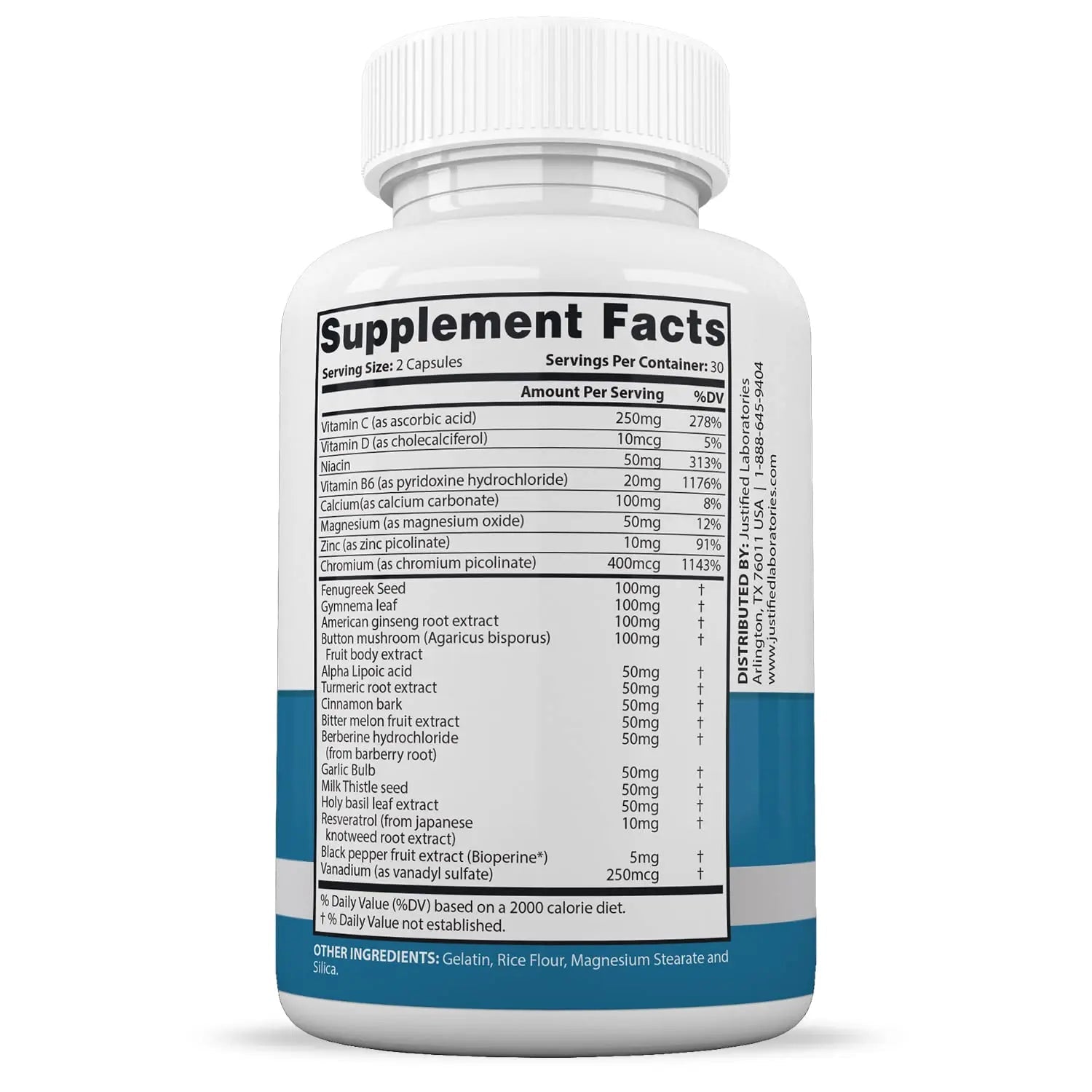 Justified Laboratories (5 Pack) Glucotrust Max 1295MG Formula Supplement Pills 300 cap - TrustMedUSA