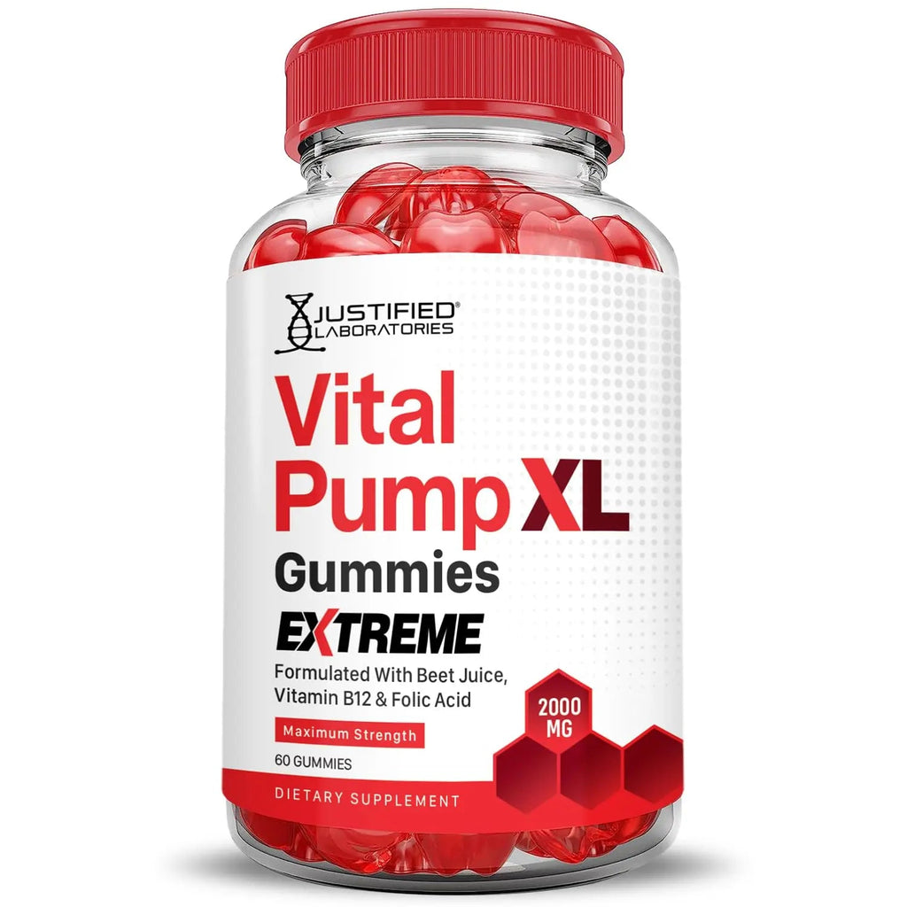 Justified Laboratories (5 Pack) Vital Pump XL Extreme 2000MG Performance Gummies Vital PumpXL Advanced Formula Formulated with Beet Juice ACV Pomegranate Powder B12 Vegan Non GMO 300 Gummys - TrustMedUSA