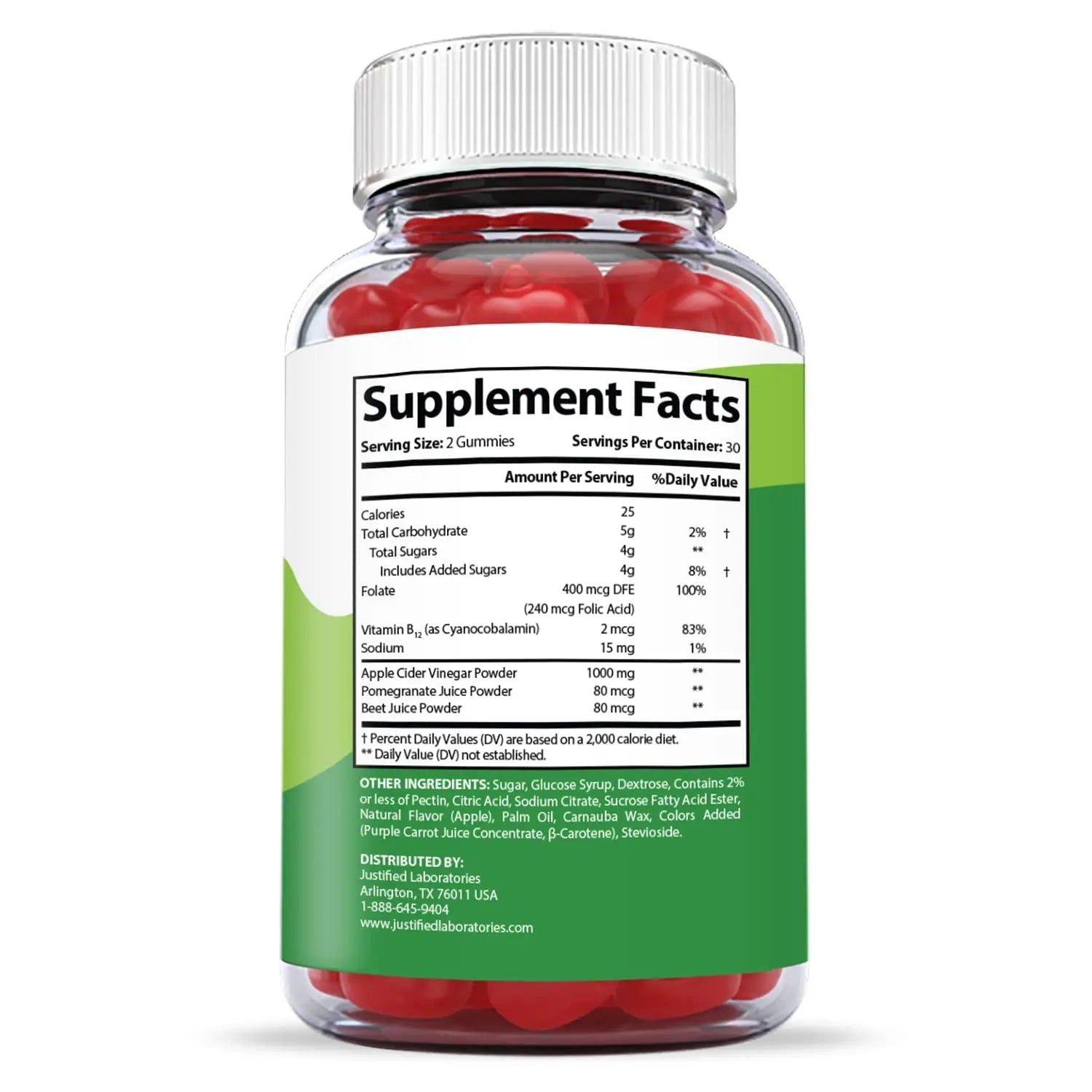 Justified Laboratories Active Keto ACV Gummies 1000MG with Pomegranate Juice Beet - TrustMedUSA