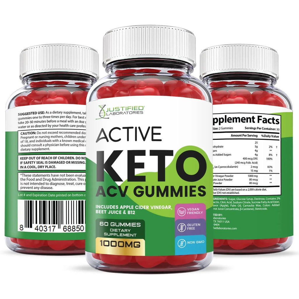 Justified Laboratories Active Keto ACV Gummies 1000MG with Pomegranate Juice Beet - TrustMedUSA
