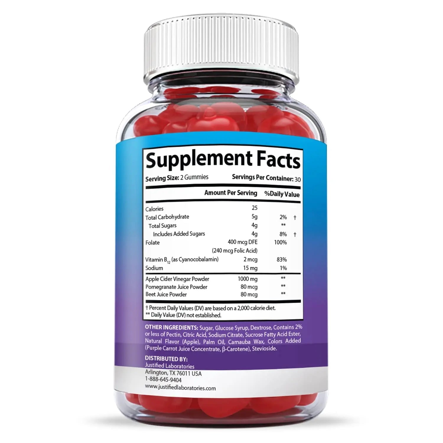 Justified Laboratories Keto Blast Gummies 1000MG ACV with Pomegranate Juice Beet Root - TrustMedUSA