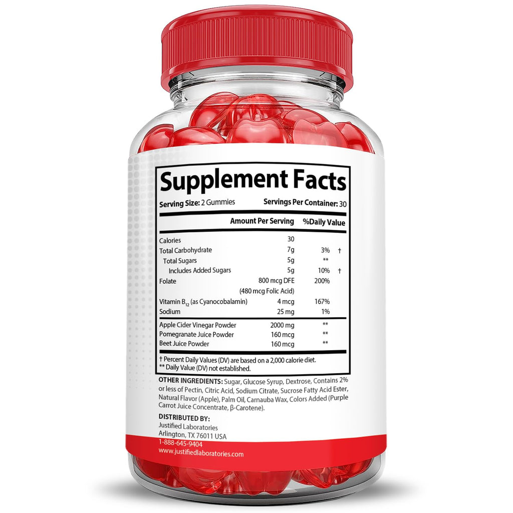 Justified Laboratories Vital Pump XL Extreme 2000MG Performance Gummies Vital PumpXL Advanced Formula Formulated with Beet Juice ACV Pomegranate Powder B12 Vegan Non GMO 60 Gummys - TrustMedUSA